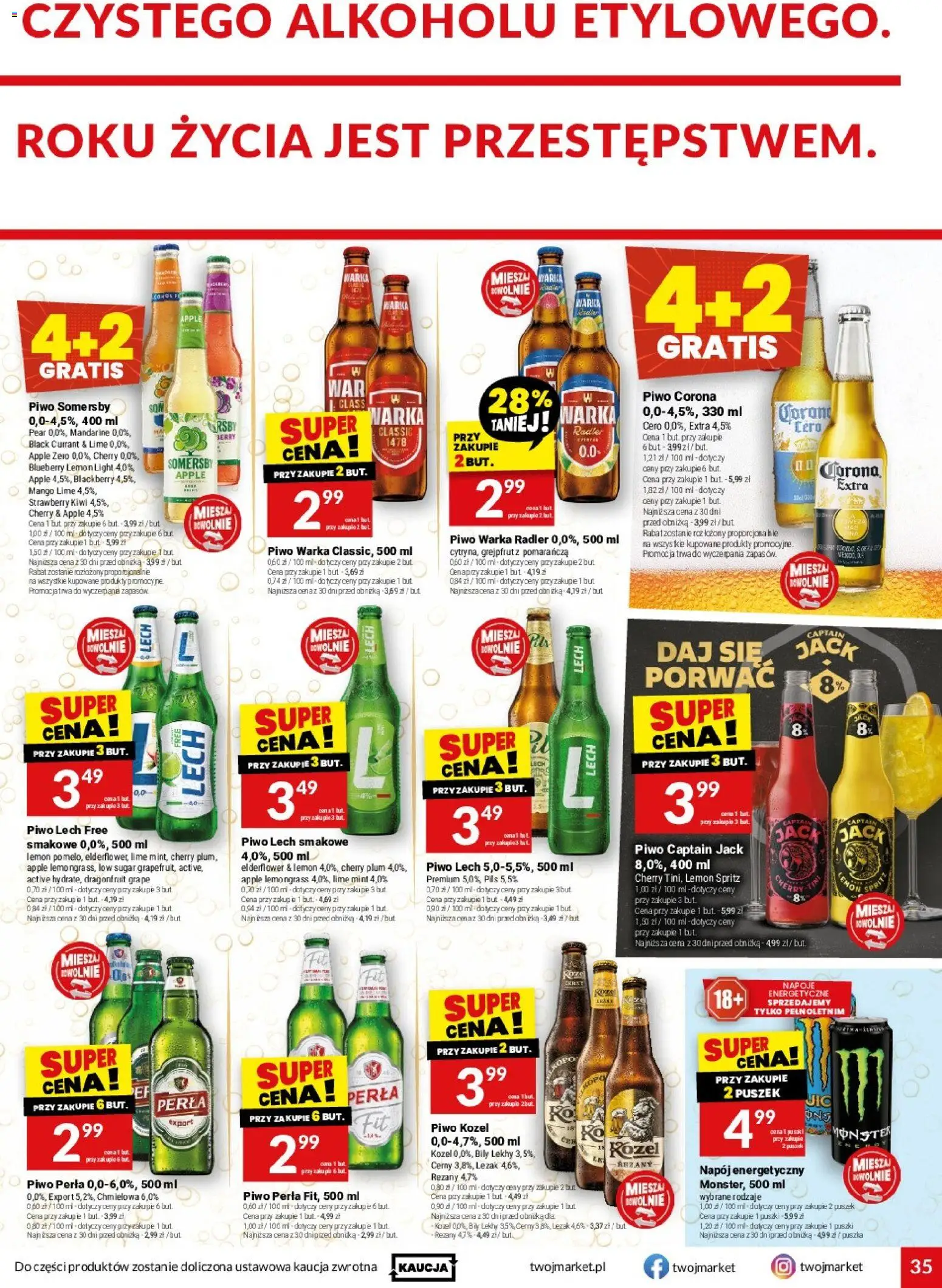 Twój Market gazetka od 26.08.2026 | Strona: 35 | Produkty: Lech, Napoje, Róż, Piwo