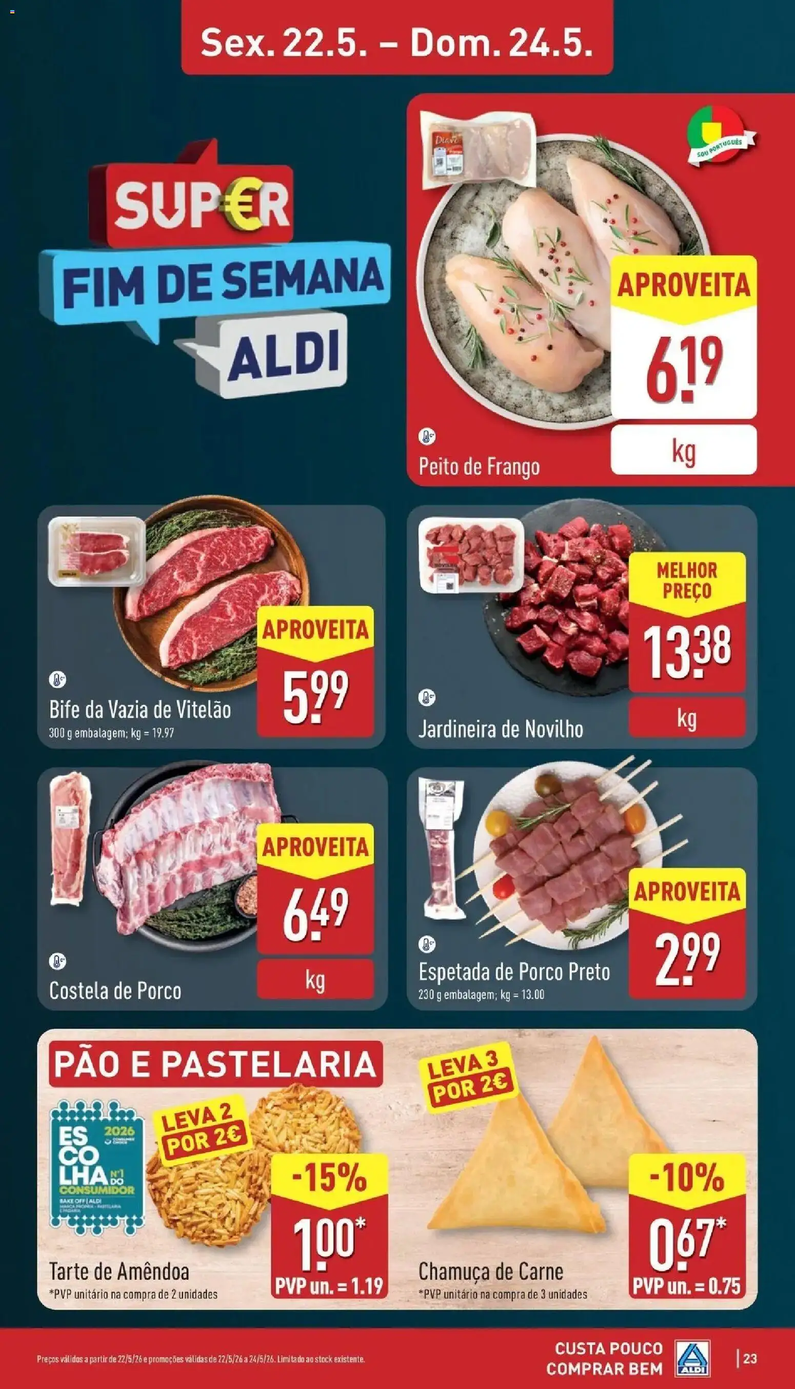 Aldi Folheto Caldas da Rainha │ válido de 18.05.2026 | Página: 23 | Produtos: Peito de frango, Frango, Pão, Carne