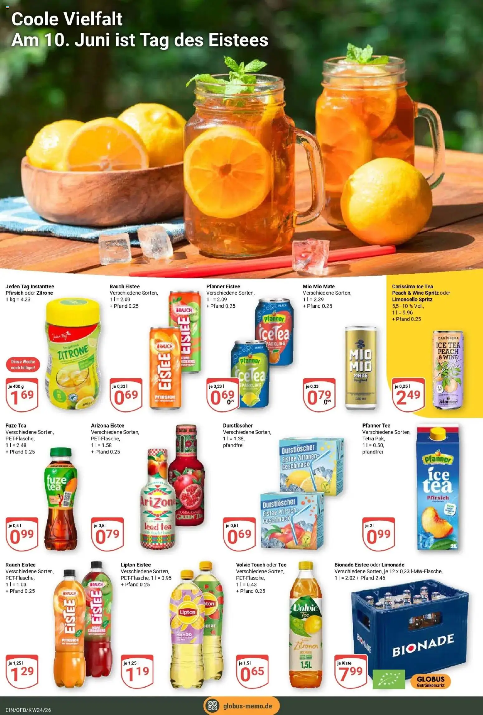 Globus Prospekt Homburg-Einöd – gültig ab 08.06.2026 | Seite: 22 | Produkte: Durstloscher, Fuze tea, Limonade, Limoncello