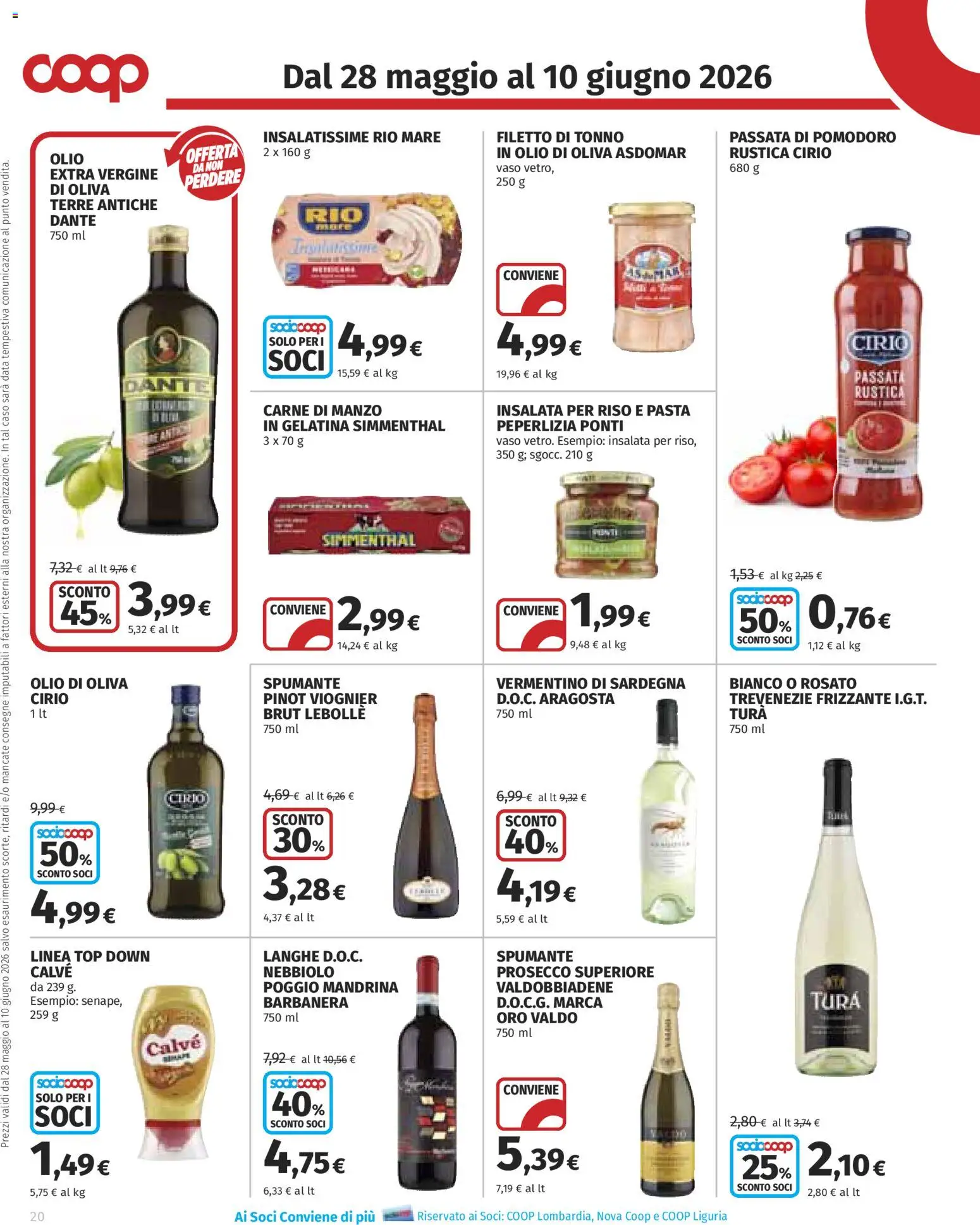 Volantino COOP del 28.05.2026 | Pagina: 20 | Prodotti: Manzo, Olio, Pasta, Data