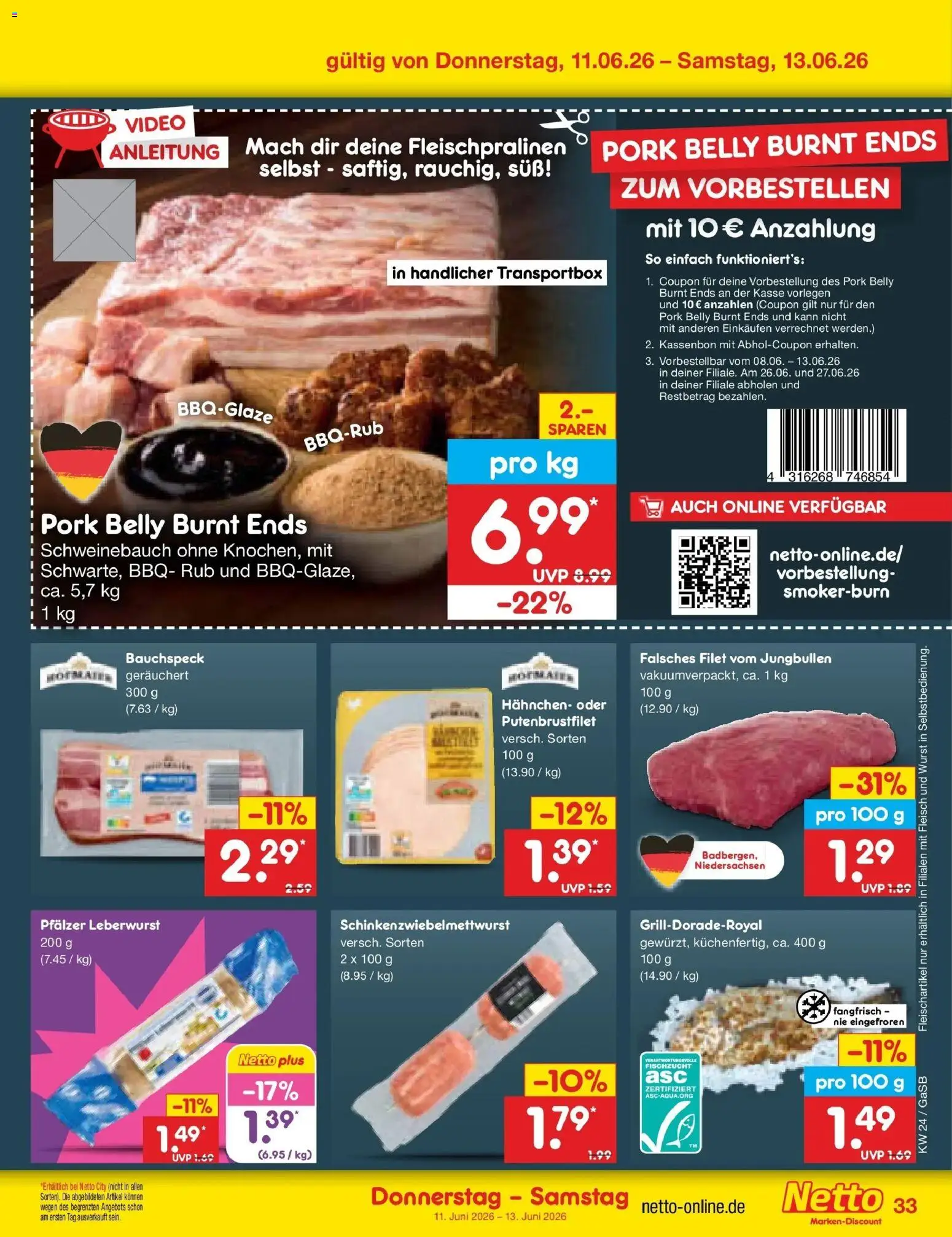 Netto Marken-Discount Prospekt Bremen-Lesum – gültig ab 08.06.2026 | Seite: 51 | Produkte: Hahnchen, Wurst, Fleisch, Video
