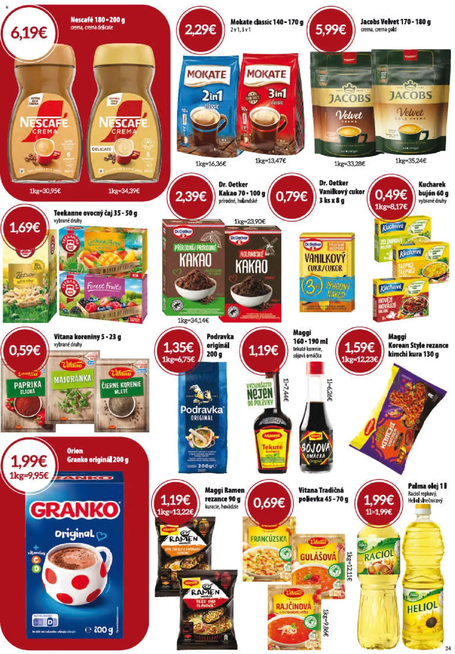 Nové CBA Verex akcie – leták je platný od 01.10.2026 | Strana: 24 | Produkty: Vanilkový cukor, Omáčka, Teekanne, Granko