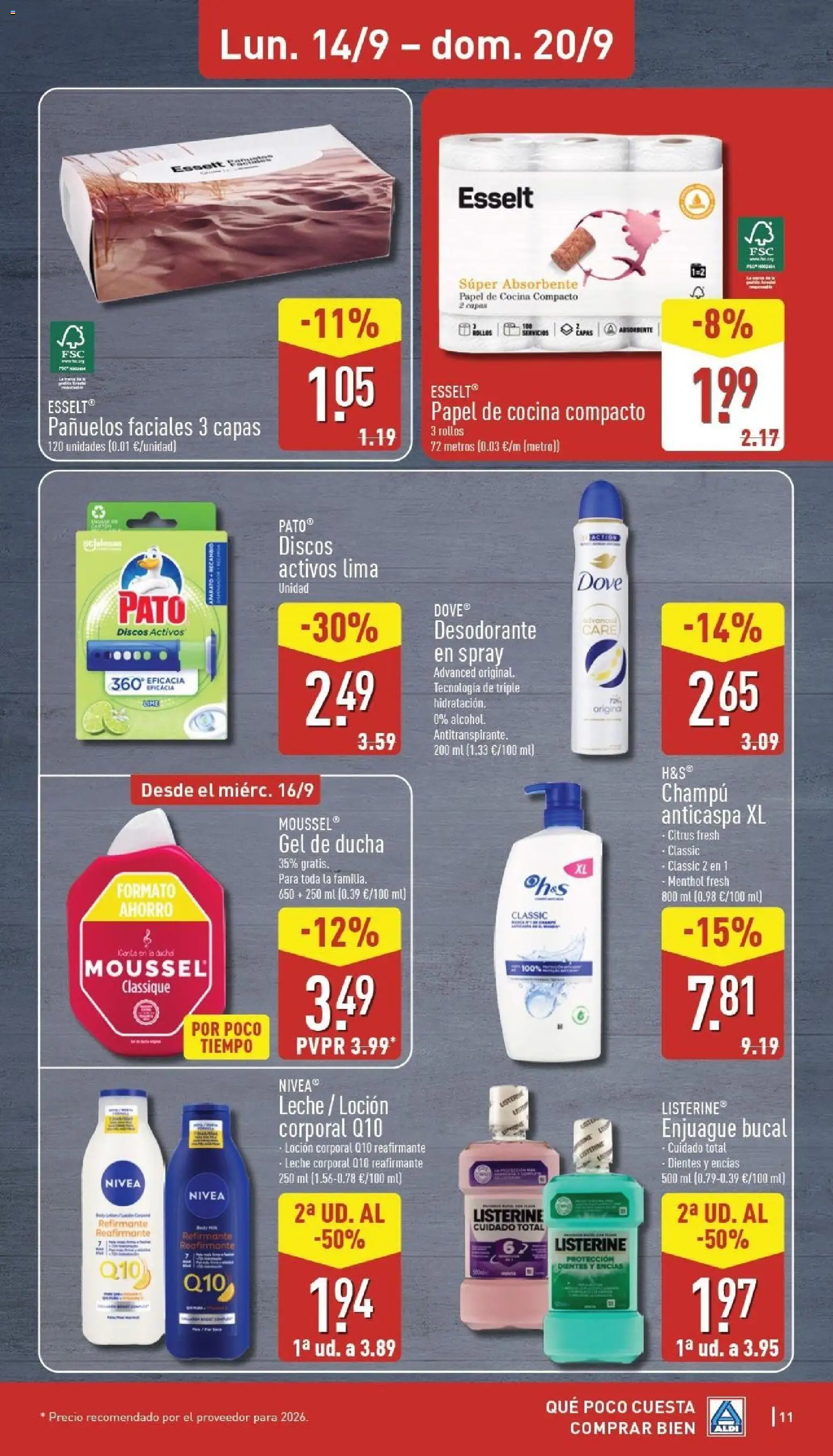 Aldi folleto Canarias │ válido desde el 14/09/2026 | Página: 11 | Productos: Lima, Leche, Champú anticaspa, Ducha