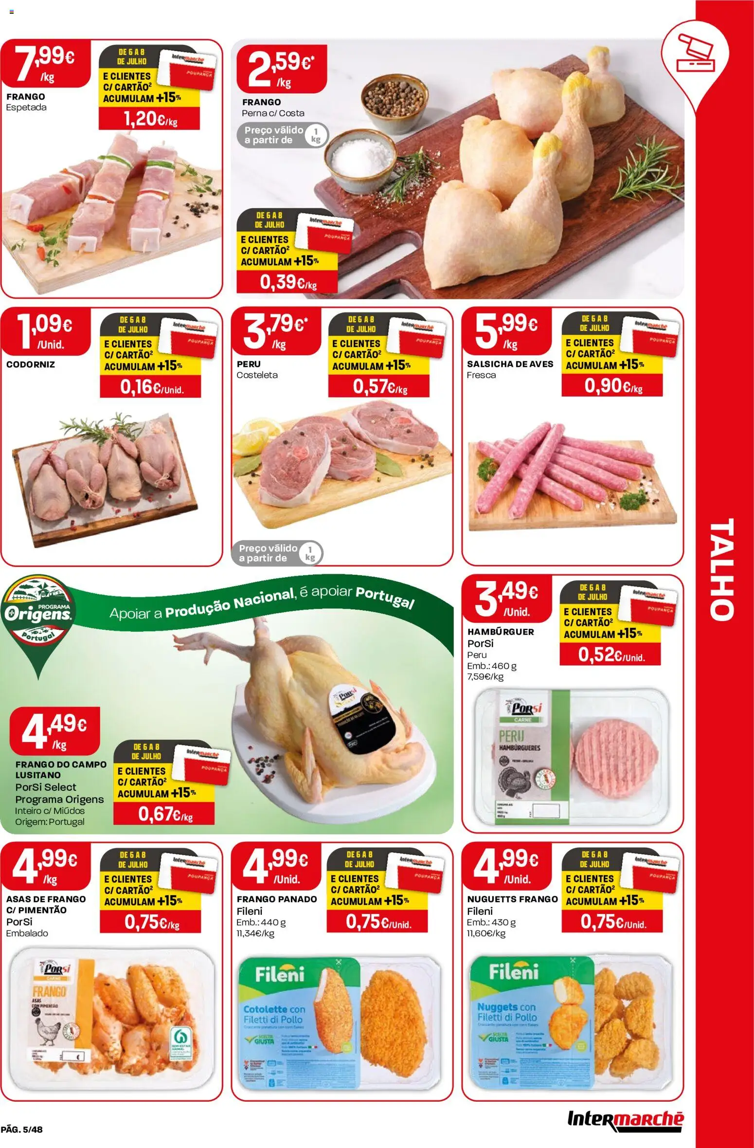 Intermarché folheto │ válido de 02/07/2026 | Página: 5 | Produtos: Asas de frango, Frango, Peru, Hambúrguer