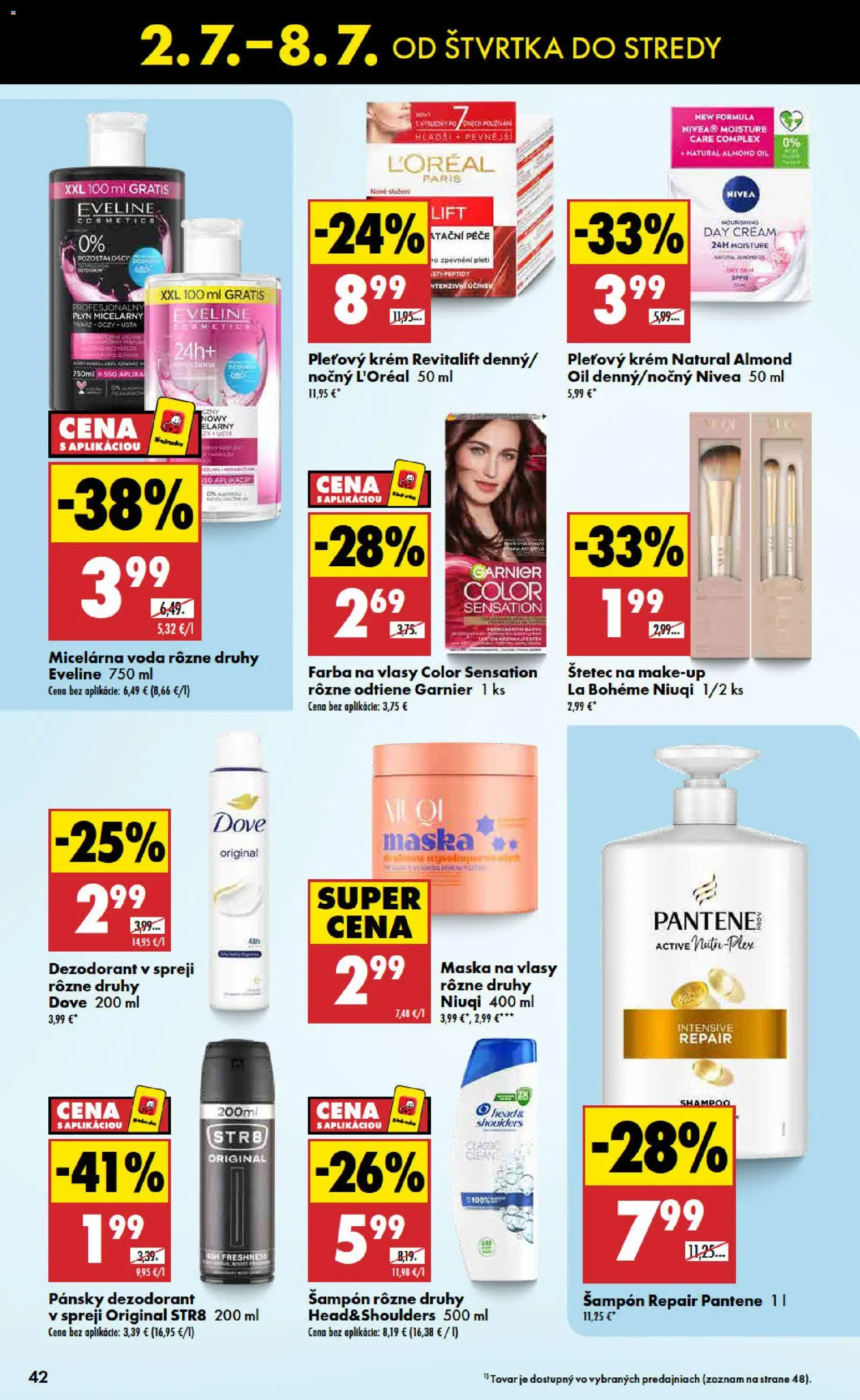Nové Biedronka akcie – leták je platný od 02.07.2026 | Strana: 42 | Produkty: Nivea, Šampón, Maska na vlasy, Dezodorant