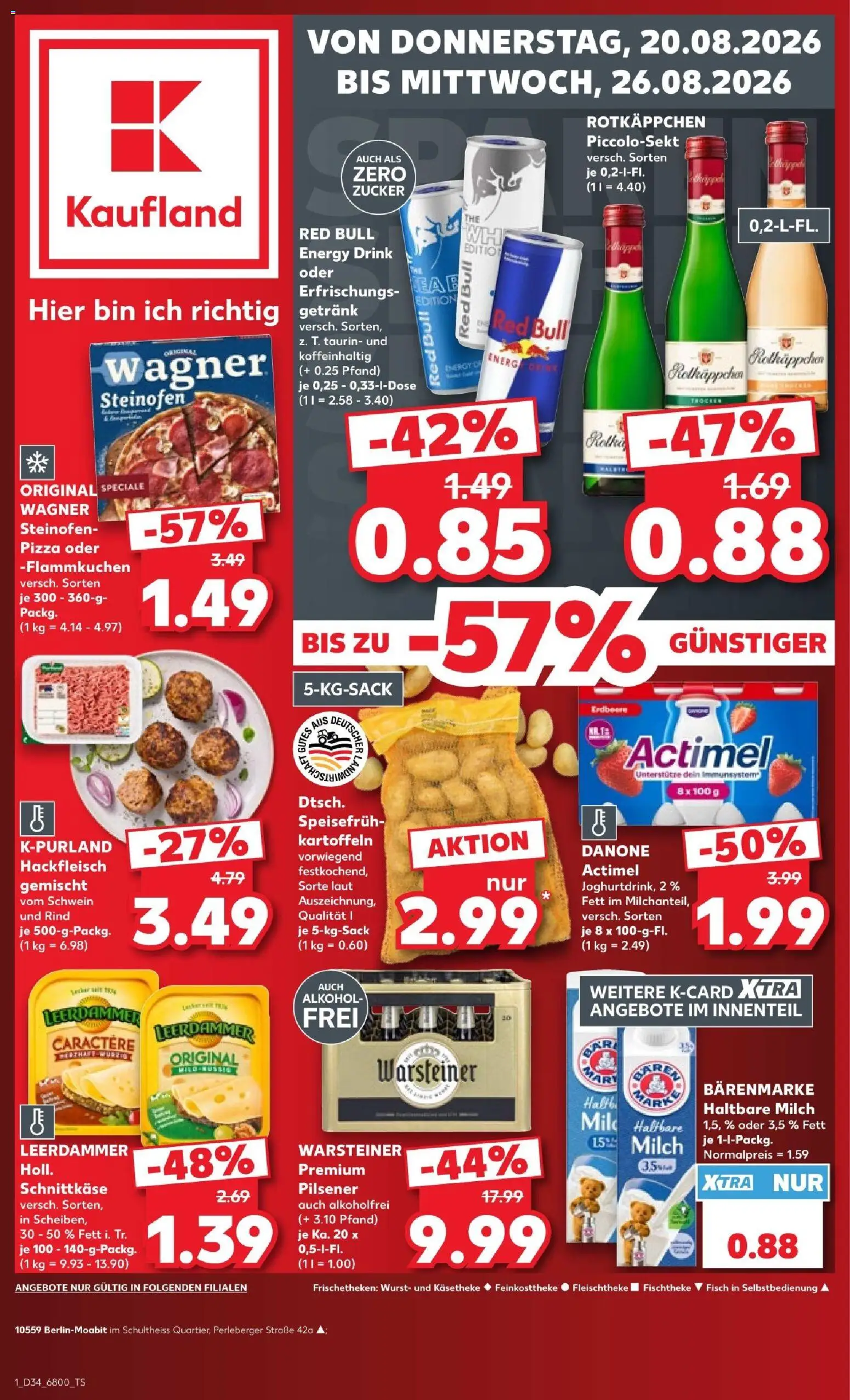 Kaufland Prospekt Berlin – gültig ab 20.08.2026 | Seite: 1 | Produkte: Alkohol, Warsteiner, Rotkäppchen, Pizza