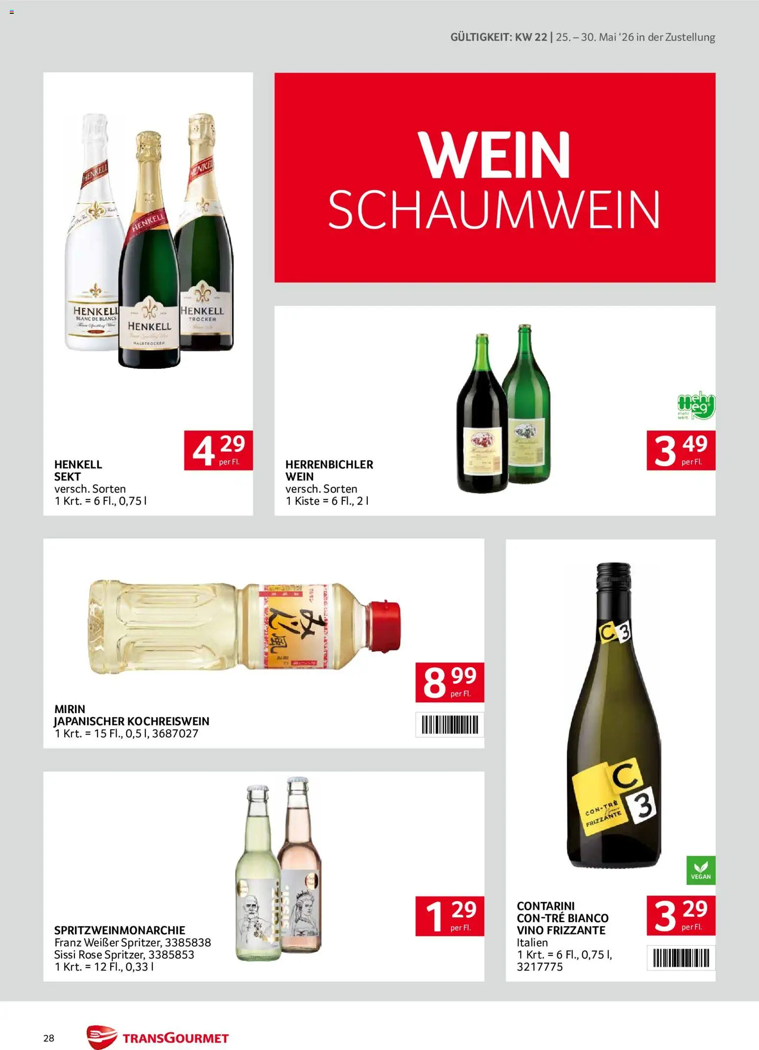 Transgourmet Zustellaktion gültig ab 25.05.2026 | Seite: 28 | Produkte: Wein