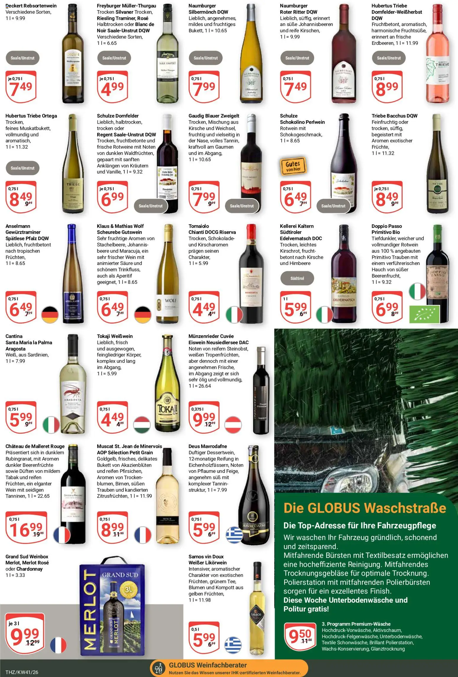 Globus Prospekt Theißen – gültig ab 05.10.2026 | Seite: 20 | Produkte: Rotwein, Rouge, Doppio Passo, Grand sud