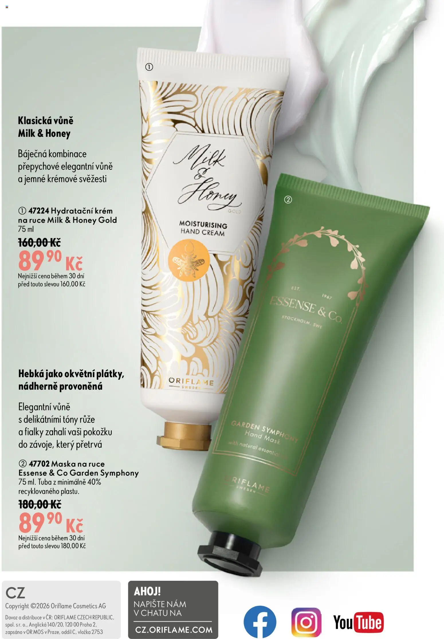 Oriflame katalog č. 13/2026 od 09.09.2026 | Strana: 148 | Produkty: Krém na ruce, Tuba, Hydratační krém, Maska