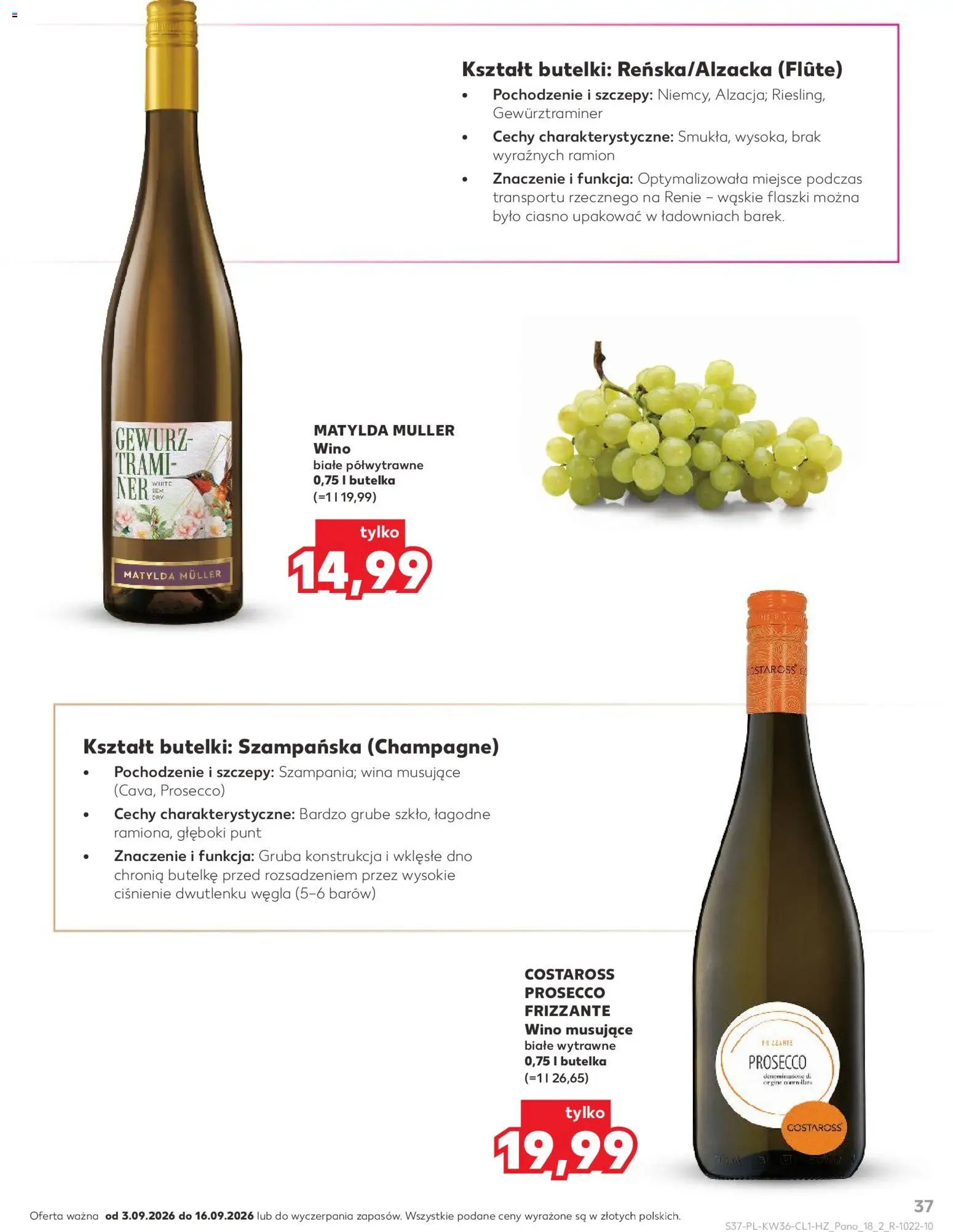 Kaufland Polsko leták - Barek od 03.09.2026 | Strana: 37 | Produkty: Prosecco, Frizzante, Gewürztraminer, Champagne