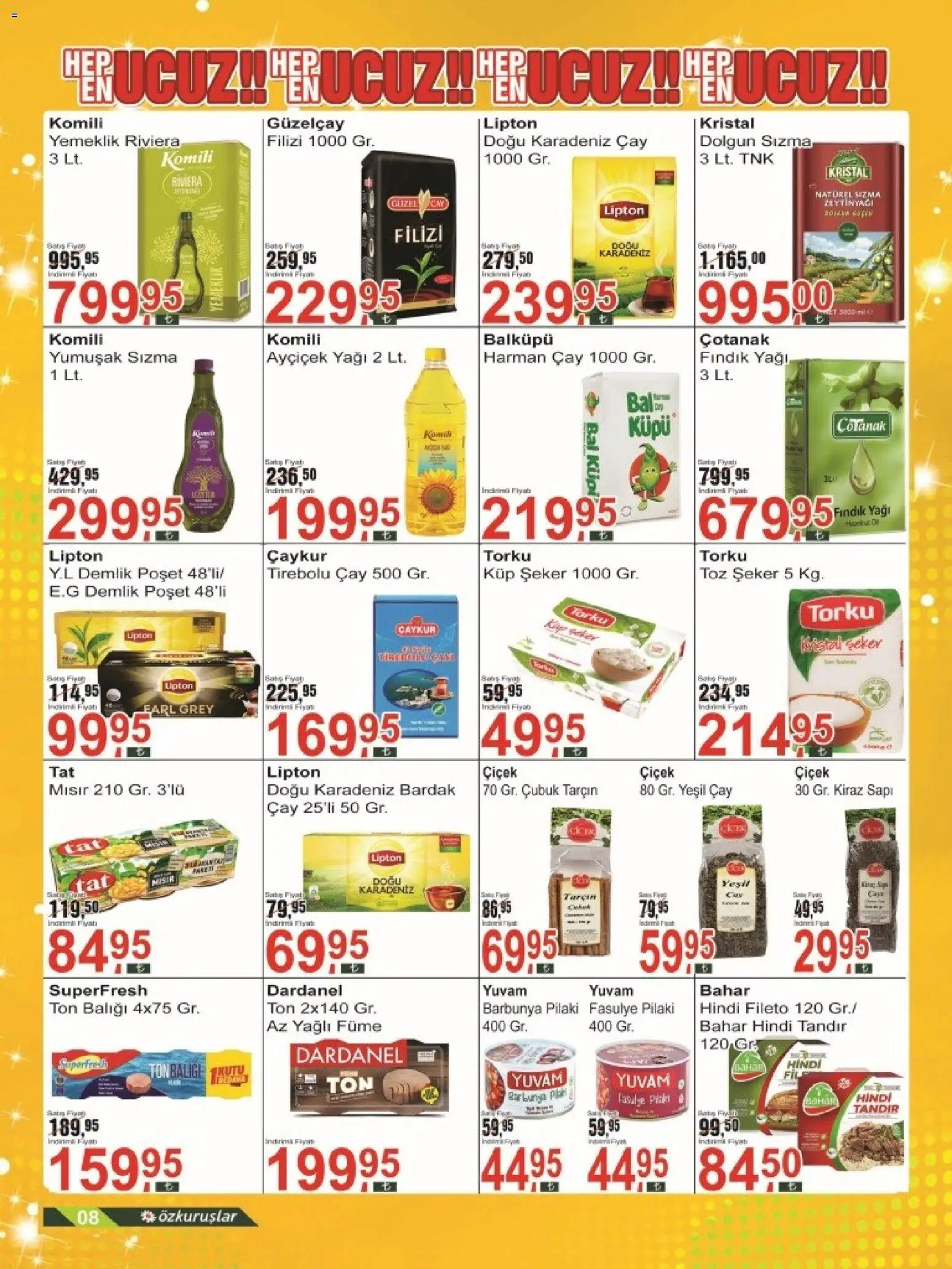 Özkuruşlar Katalog - 11.06.2026 tarihinden itibaren geçerlidir | Sayfa: 8 | Ürünler: Barbunya, Zselatin, Ton balığı, Mısır