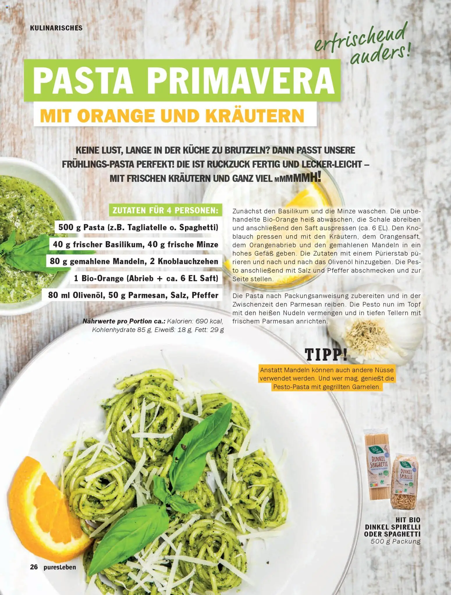 HIT pures Leben 02/2026 – gültig ab 14.04.2026 | Seite: 26 | Produkte: Olivenol, Mandeln, Pfeffer, Saft