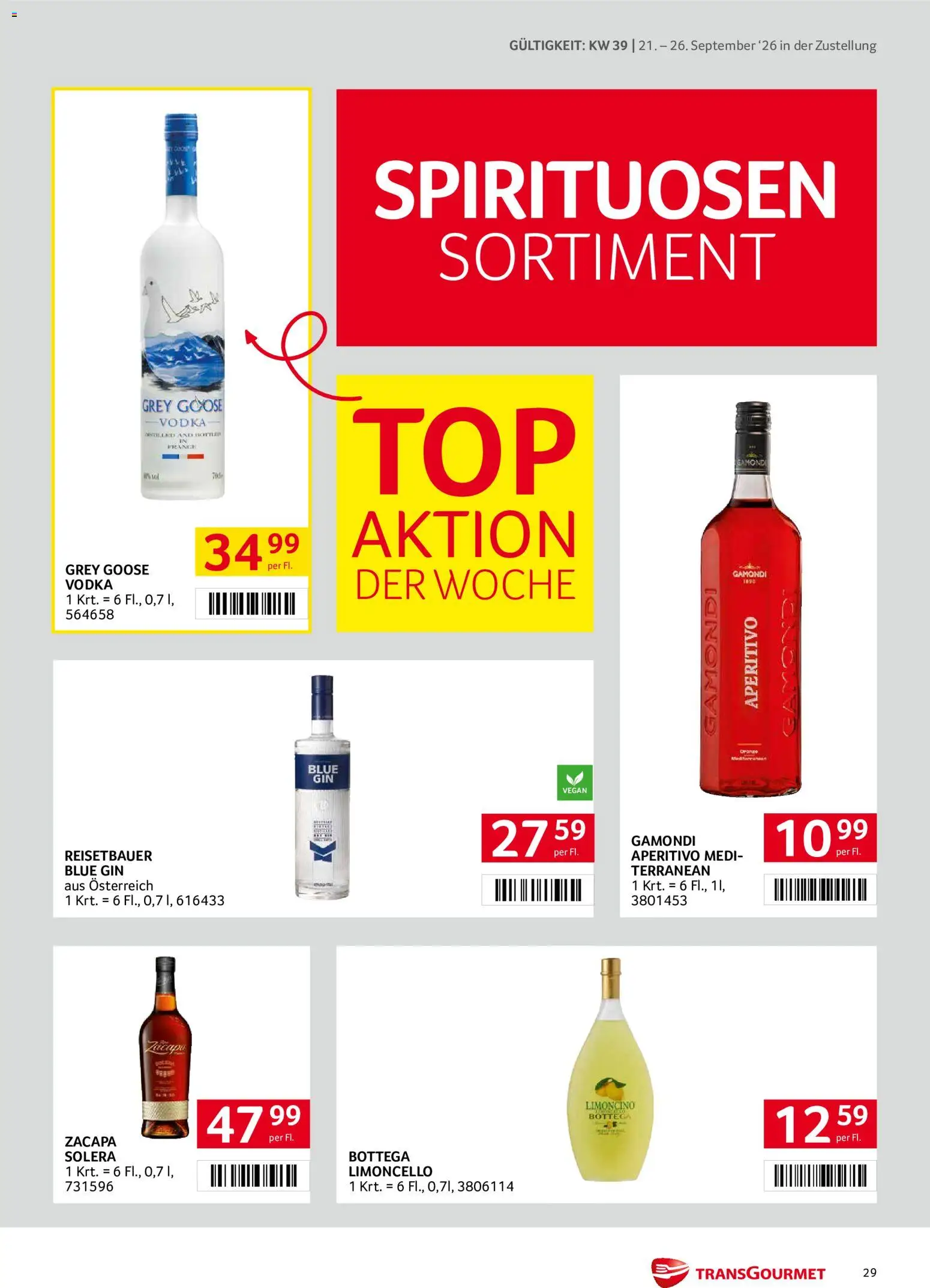 Transgourmet Zustellaktion gültig ab 20.09.2026 | Seite: 29 | Produkte: Gin