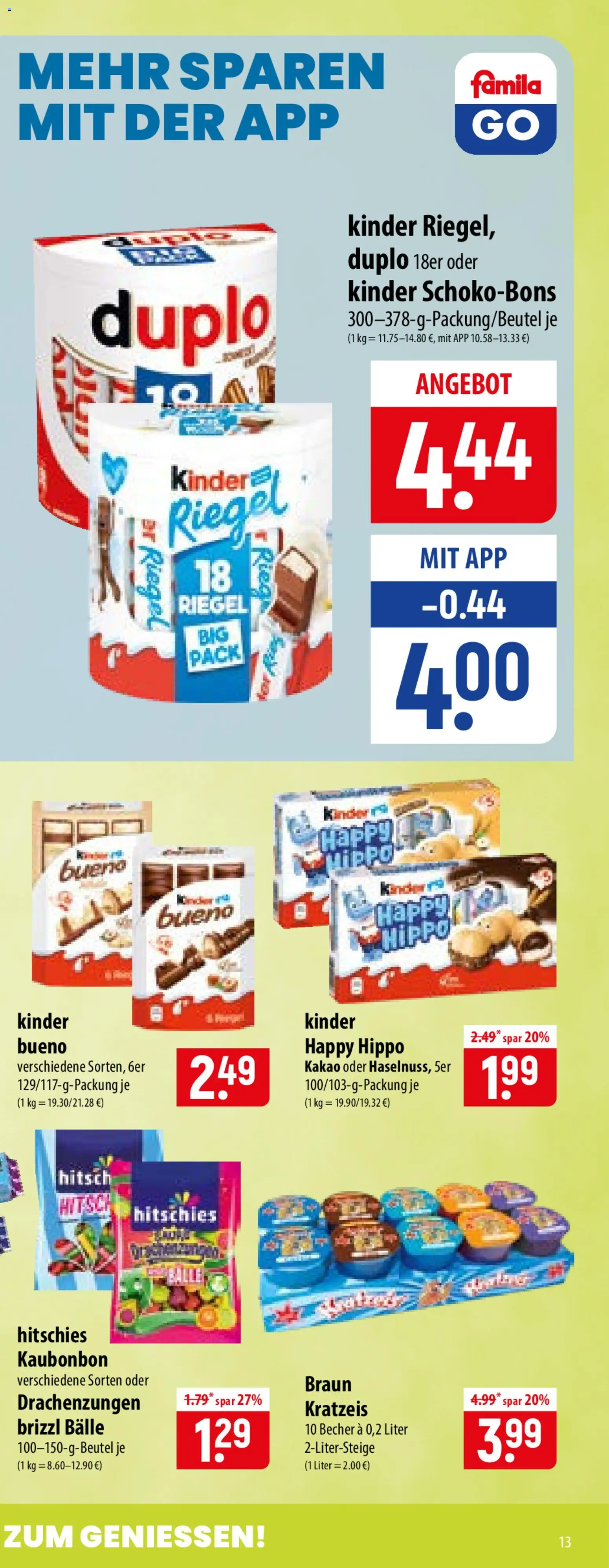 Famila Prospekt – gültig ab 13.07.2026 | Seite: 25 | Produkte: Kinder bueno, Kinder riegel