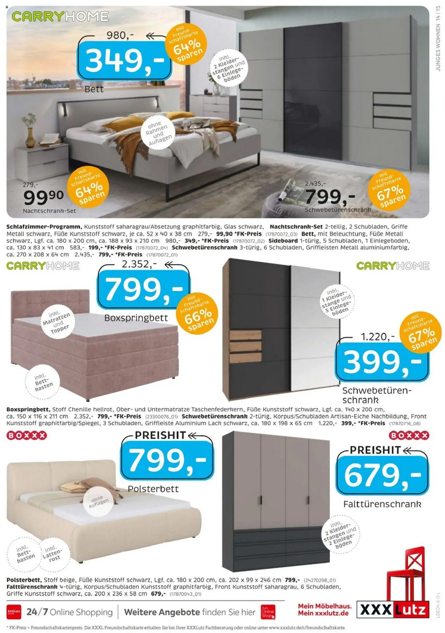 XXXLutz Junges Wohnen – gültig ab 29.03.2026 | Seite: 15 | Produkte: Sideboard, Bett, Polsterbett, Topper