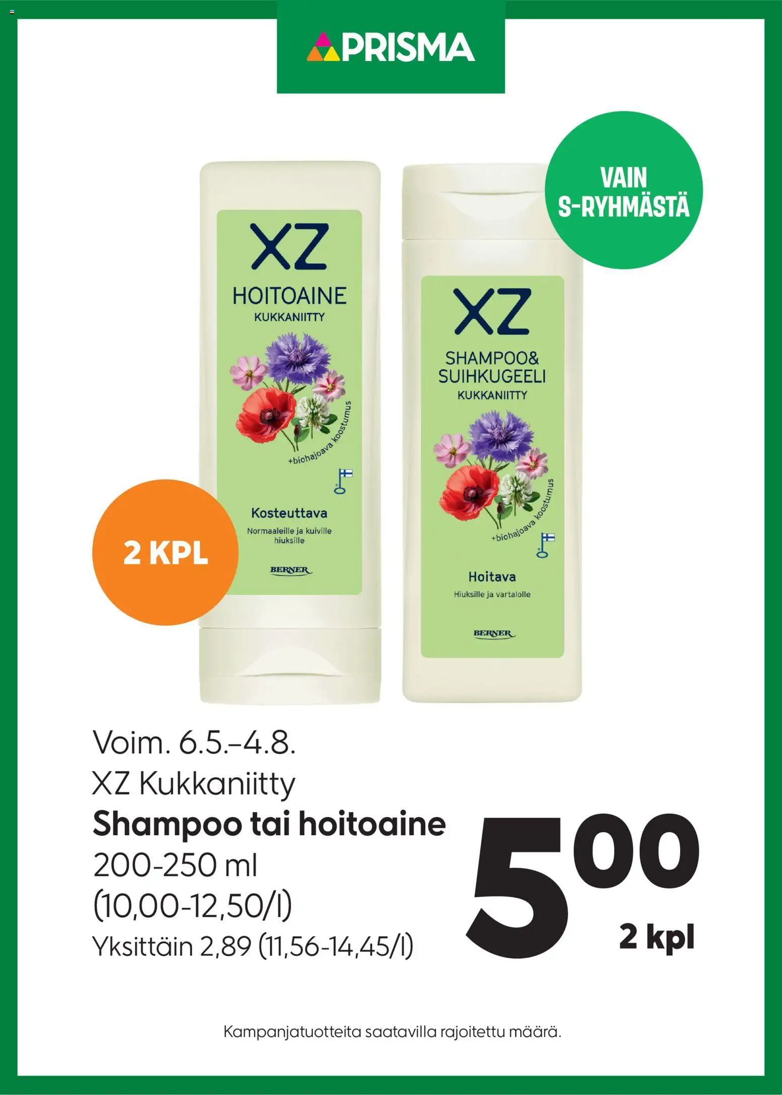 Prisma tarjoukset XZ – voimassa 06.05.2026 alkaen | Sivu: 1 | Tuotteet: Shampoo, Hoitoaine, Suihkugeeli