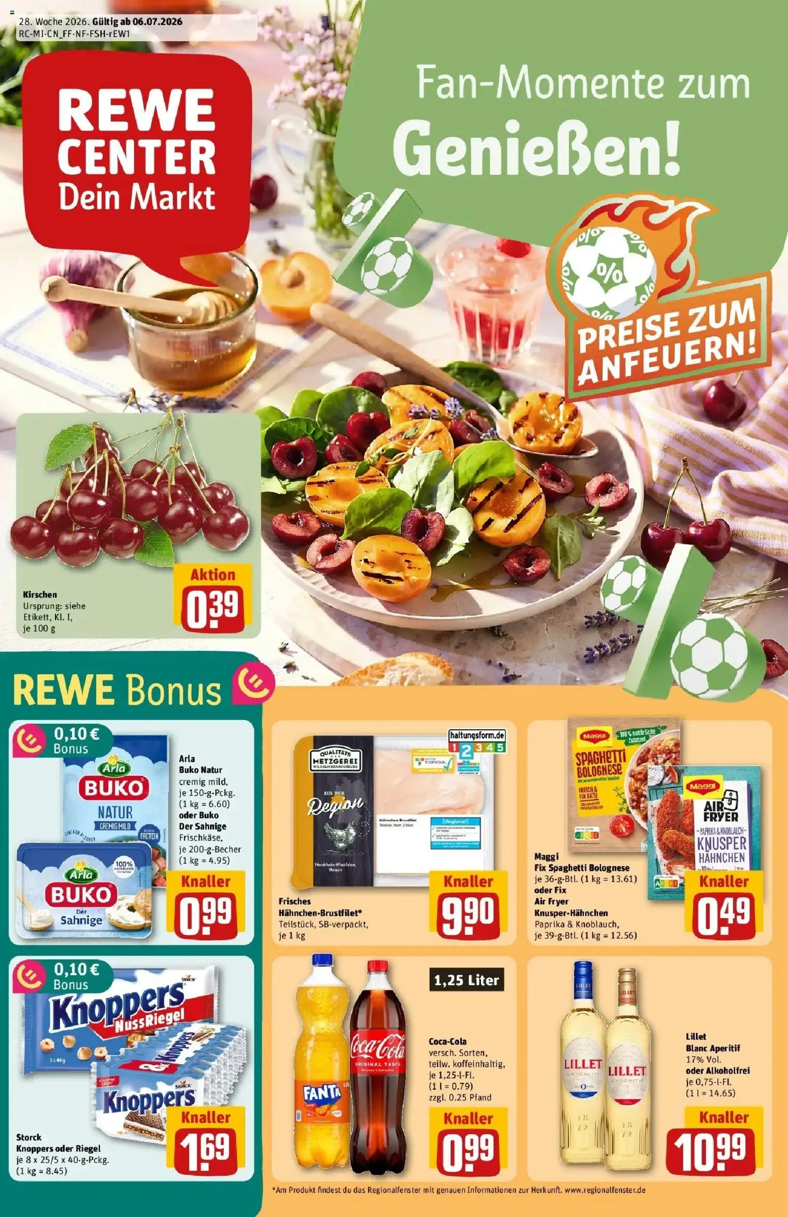 Rewe Prospekt Gießen – gültig ab 06.07.2026 | Seite: 1 | Produkte: Coca cola, Fanta, Kirschen, Knoblauch