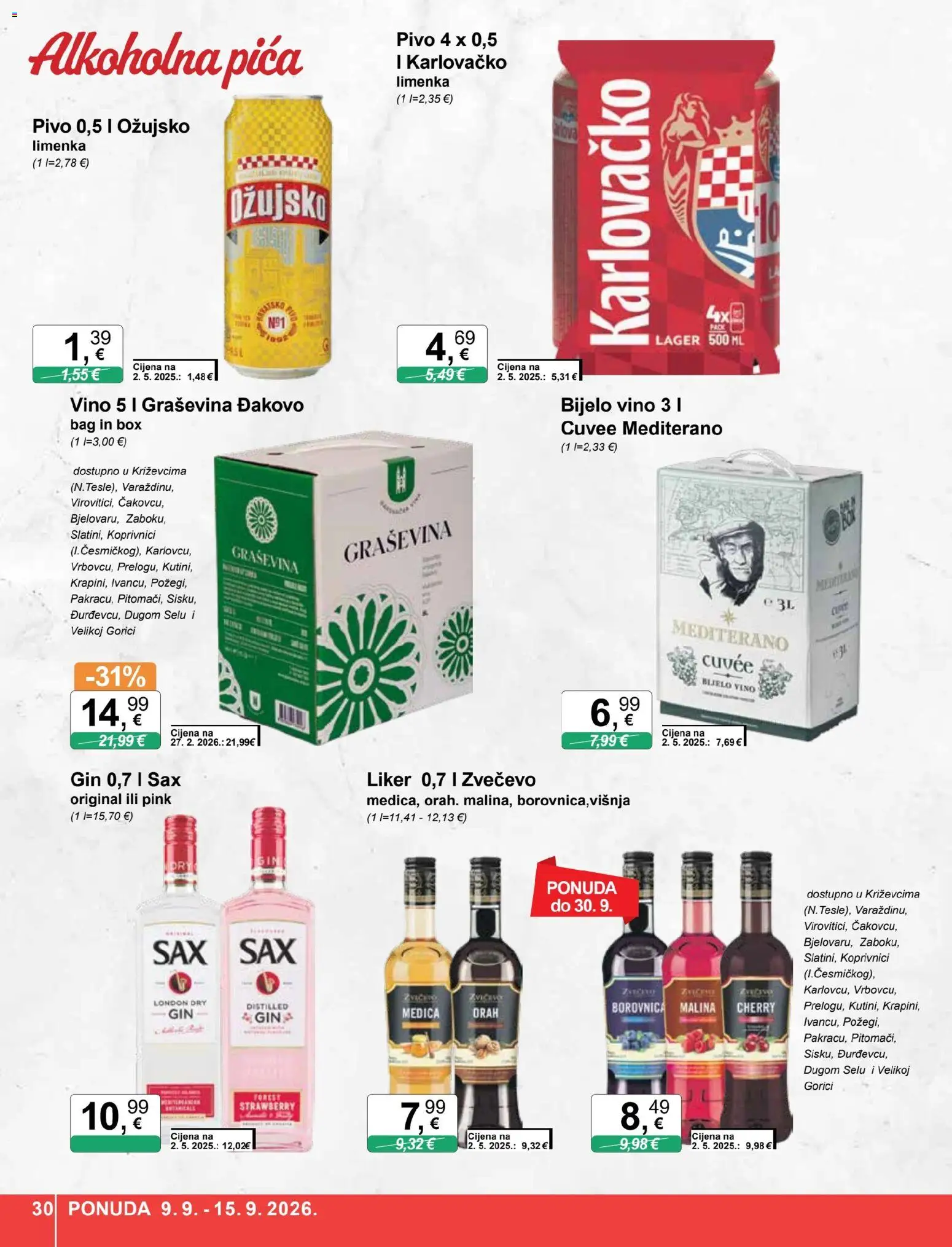 KTC katalog | vrijedi od 09.09.2026 | Stranica: 30 | Proizvodi: Bijelo vino, Pica, Vino, Pivo