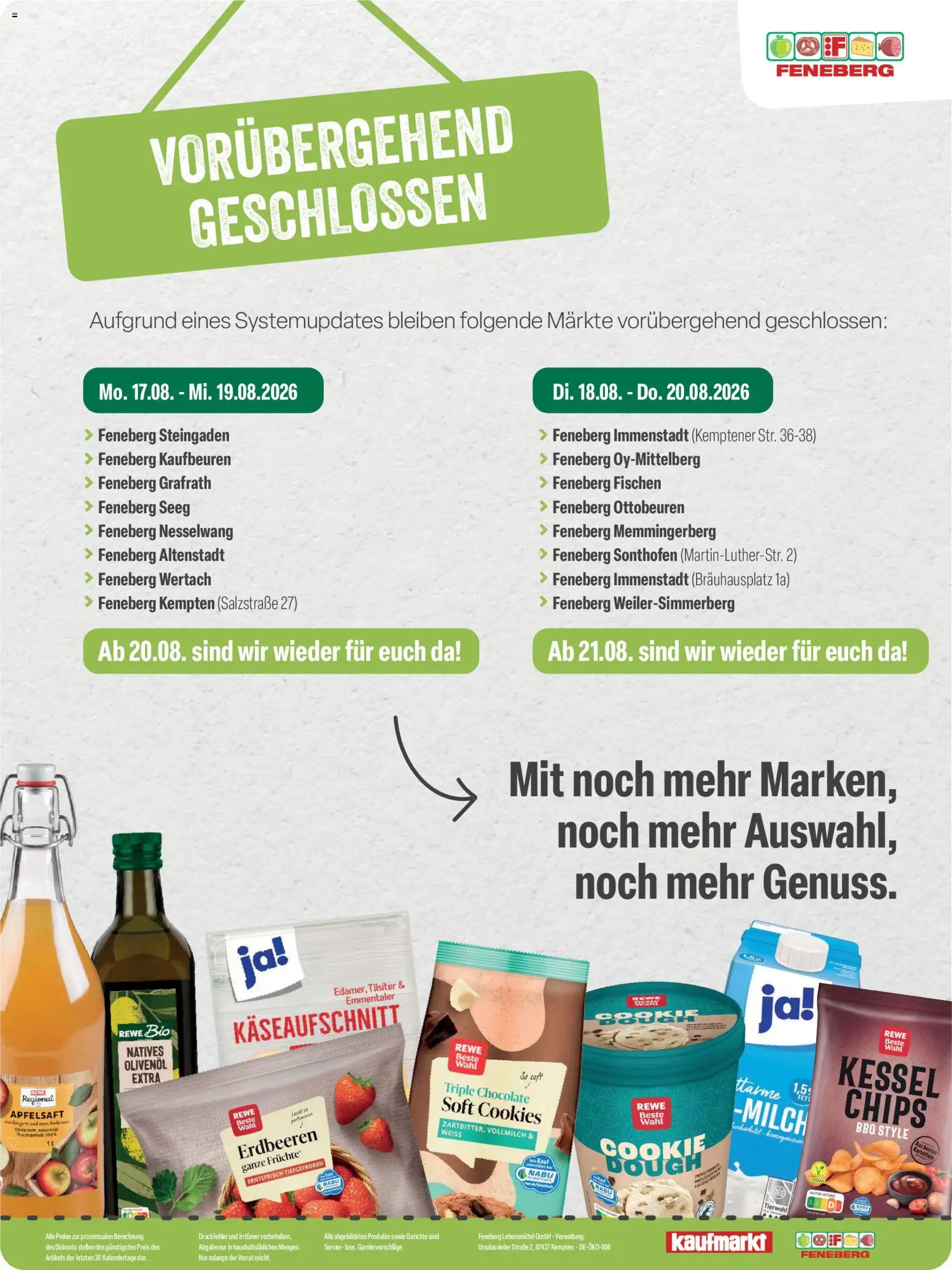 Feneberg Angebote – gültig ab 17.08.2026 | Seite: 4 | Produkte: Milch, Olivenol, Erdbeeren, Chips