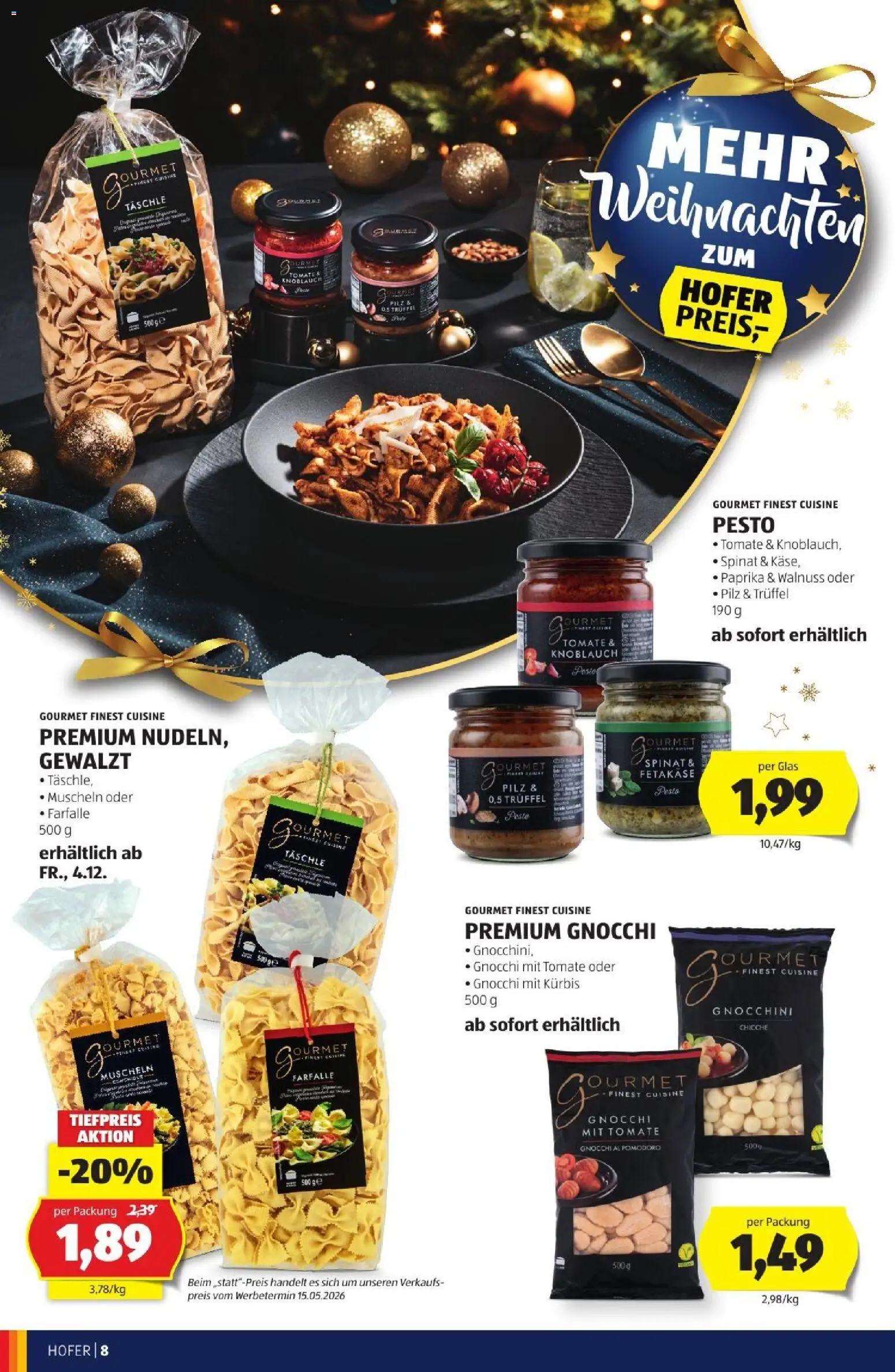 Hofer Weihnachtskatalog gültig ab 28.10.2026 | Seite: 8 | Produkte: Pasta, Knoblauch, Kürbis