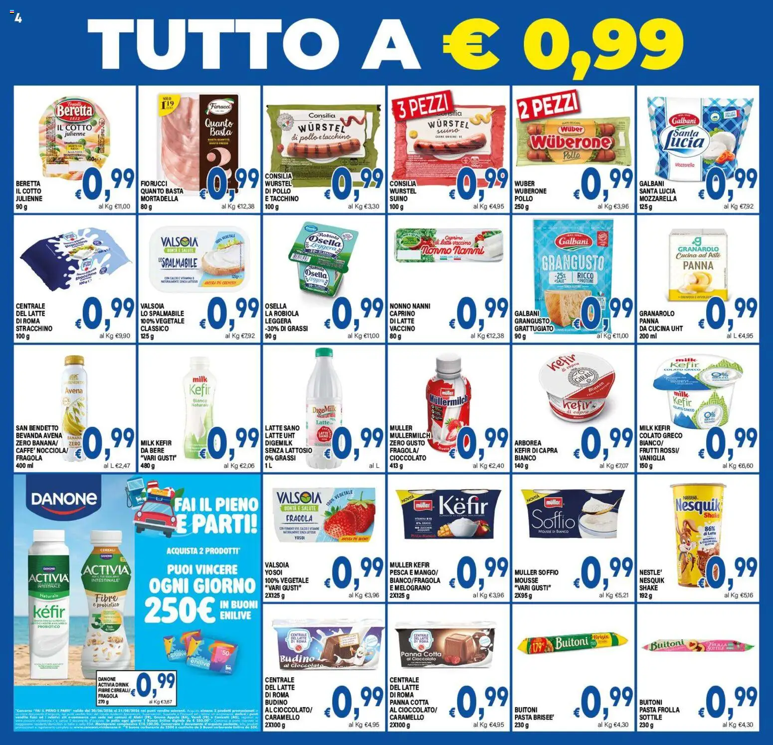 Volantino DEM del 31/07/2026 | Pagina: 4 | Prodotti: Cereali, Panna, Acqua, Pesca
