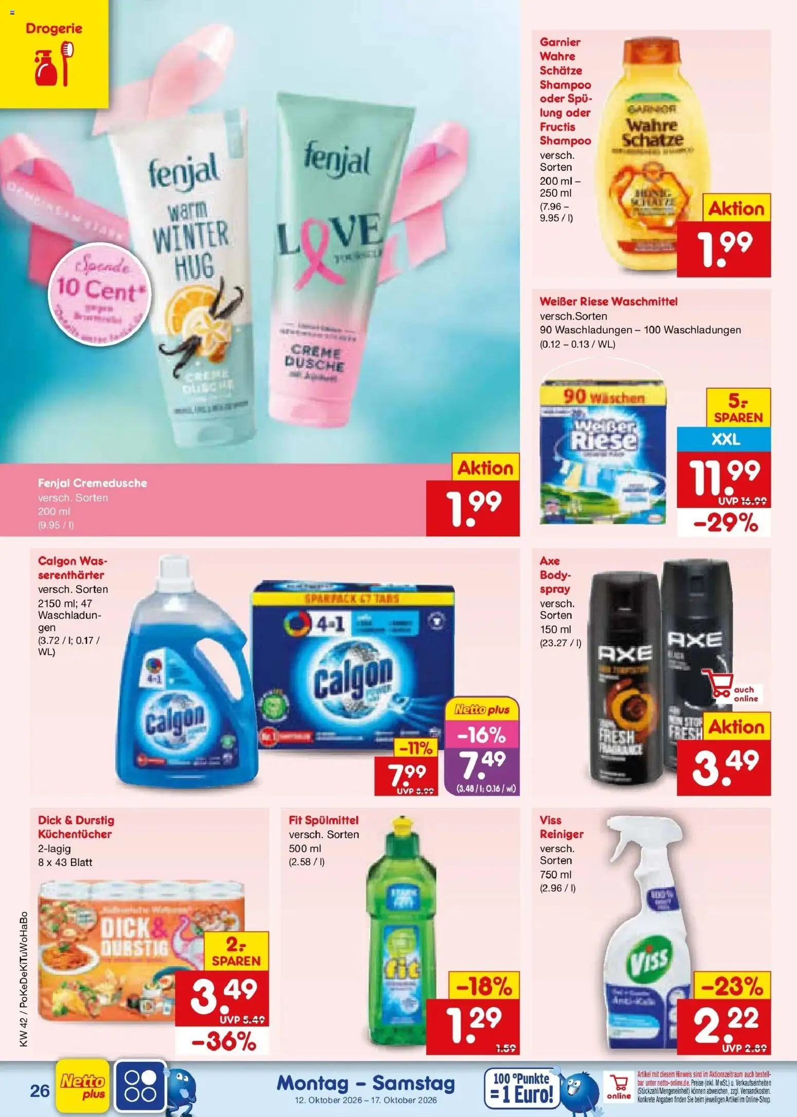 Netto Marken-Discount Prospekt Bad Friedrichshall (ab 12.10.2026) » Angebote | Seite: 36 | Produkte: Dusche, Shampoo, Creme, Waschmittel