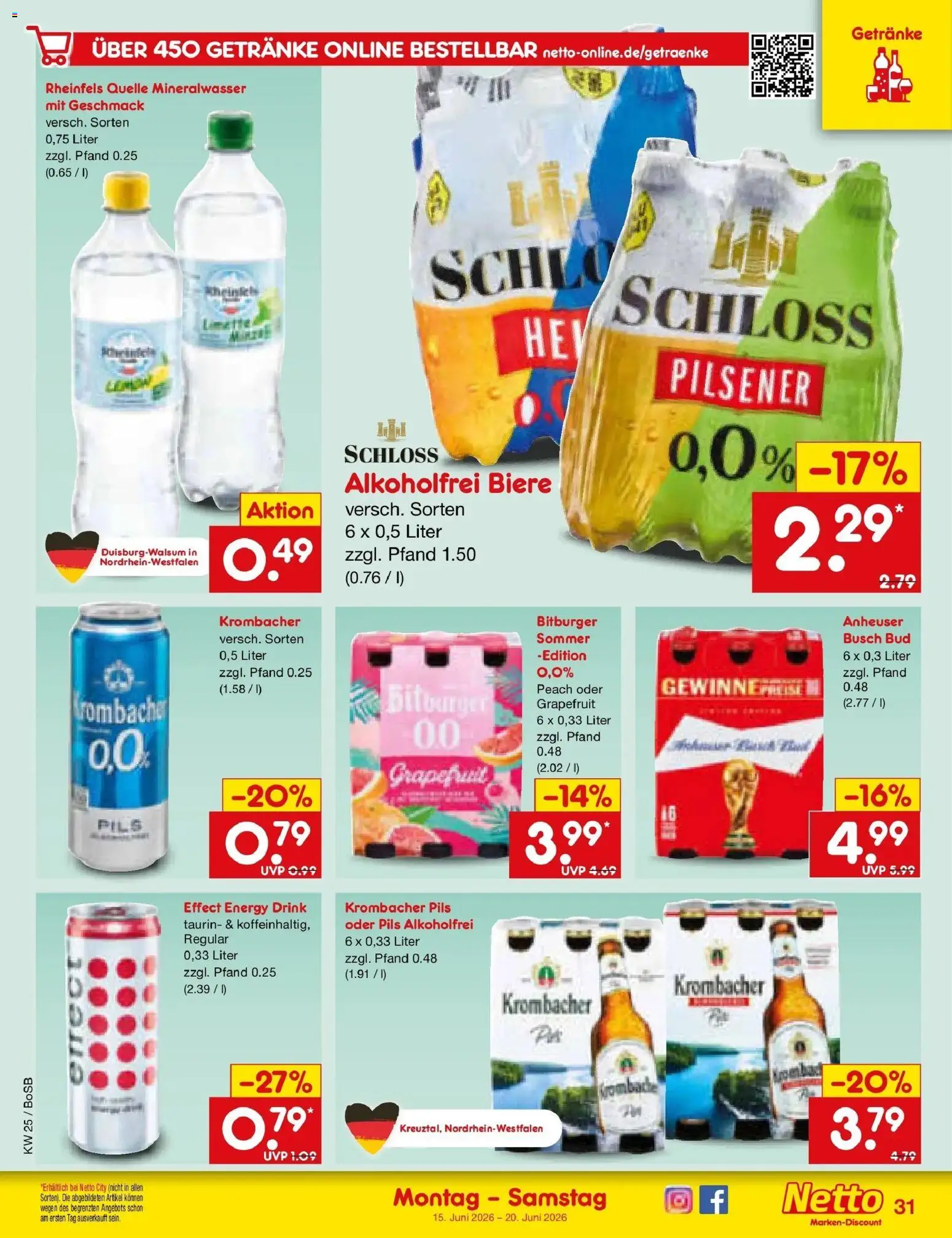 Netto Marken-Discount Prospekt Stadtlohn – gültig ab 15.06.2026 | Seite: 43 | Produkte: Bitburger, Pils, Mineralwasser, Grapefruit