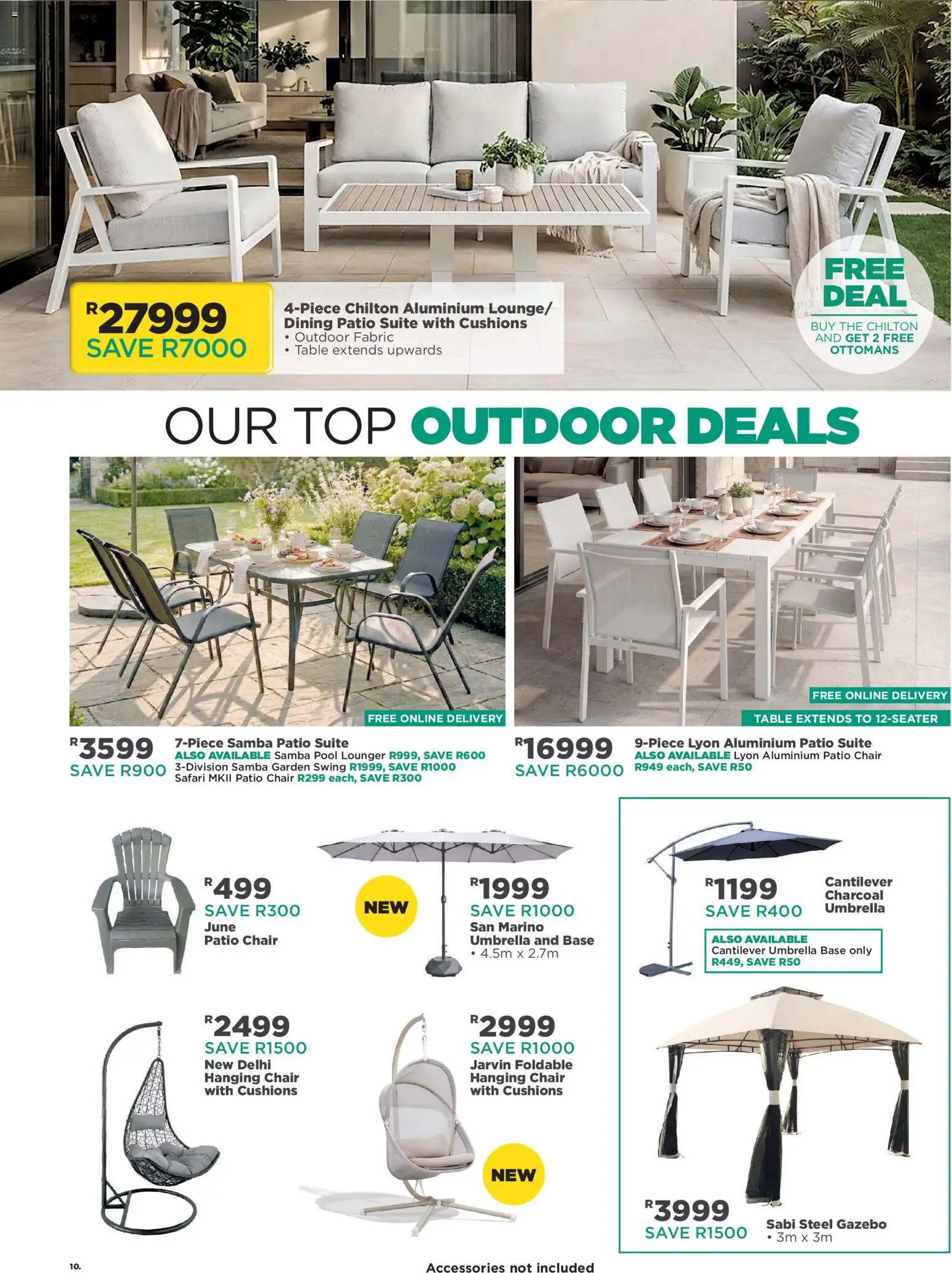 New House and Home catalogue – valid from 23/09/2026 | Page: 10 | Products: Umbrella, Table, Chair