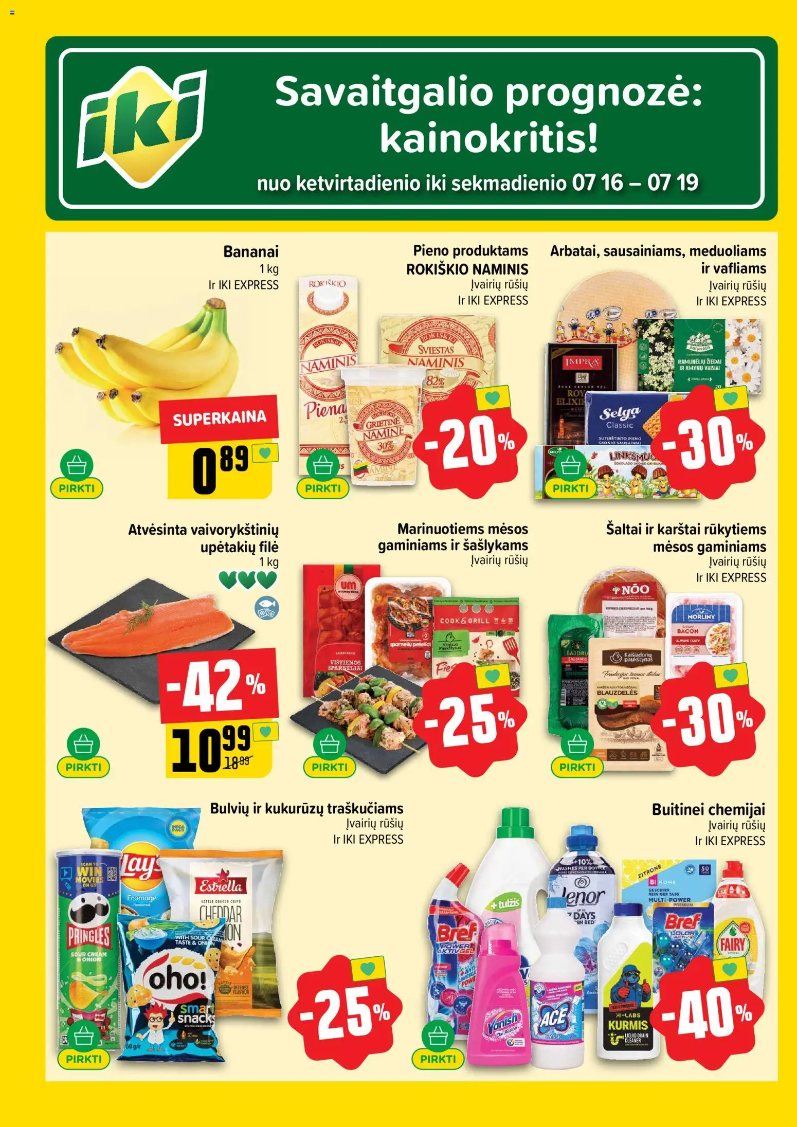 IKI akcijos nuo 2026.07.13 | Puslapis: 62 | Prekių: Vištienos, Sviestas, Bananai, Grietinė