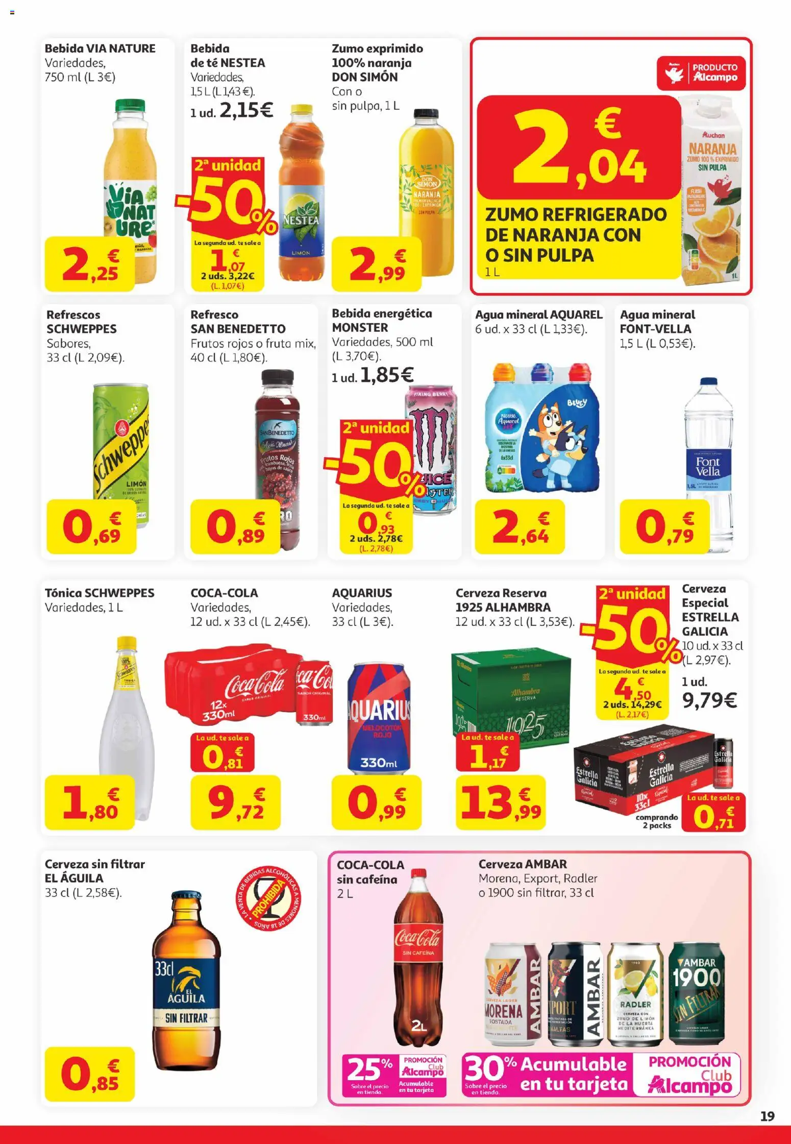 Alcampo Canarias │ válido desde el 21.04.2026 | Página: 19 | Productos: Σφουγγαρίστρα, Cerveza, Ροζ πιπέρι, Té