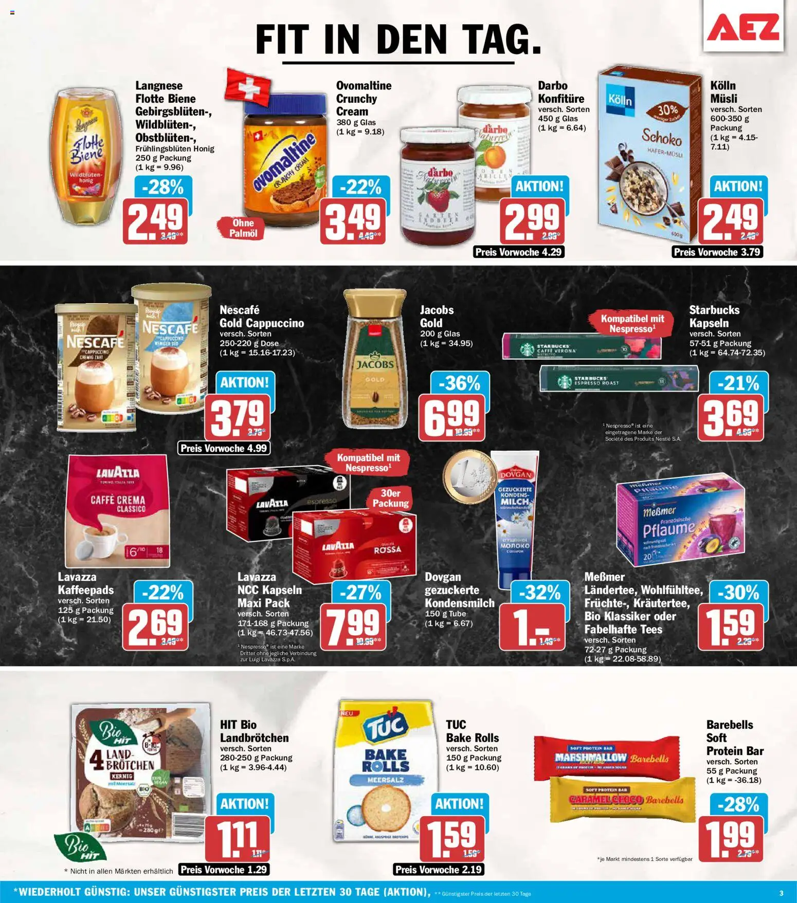 AEZ Prospekt – gültig ab 31.08.2026 | Seite: 3 | Produkte: Langnese, Kaffeepads, Nescafe, Milch
