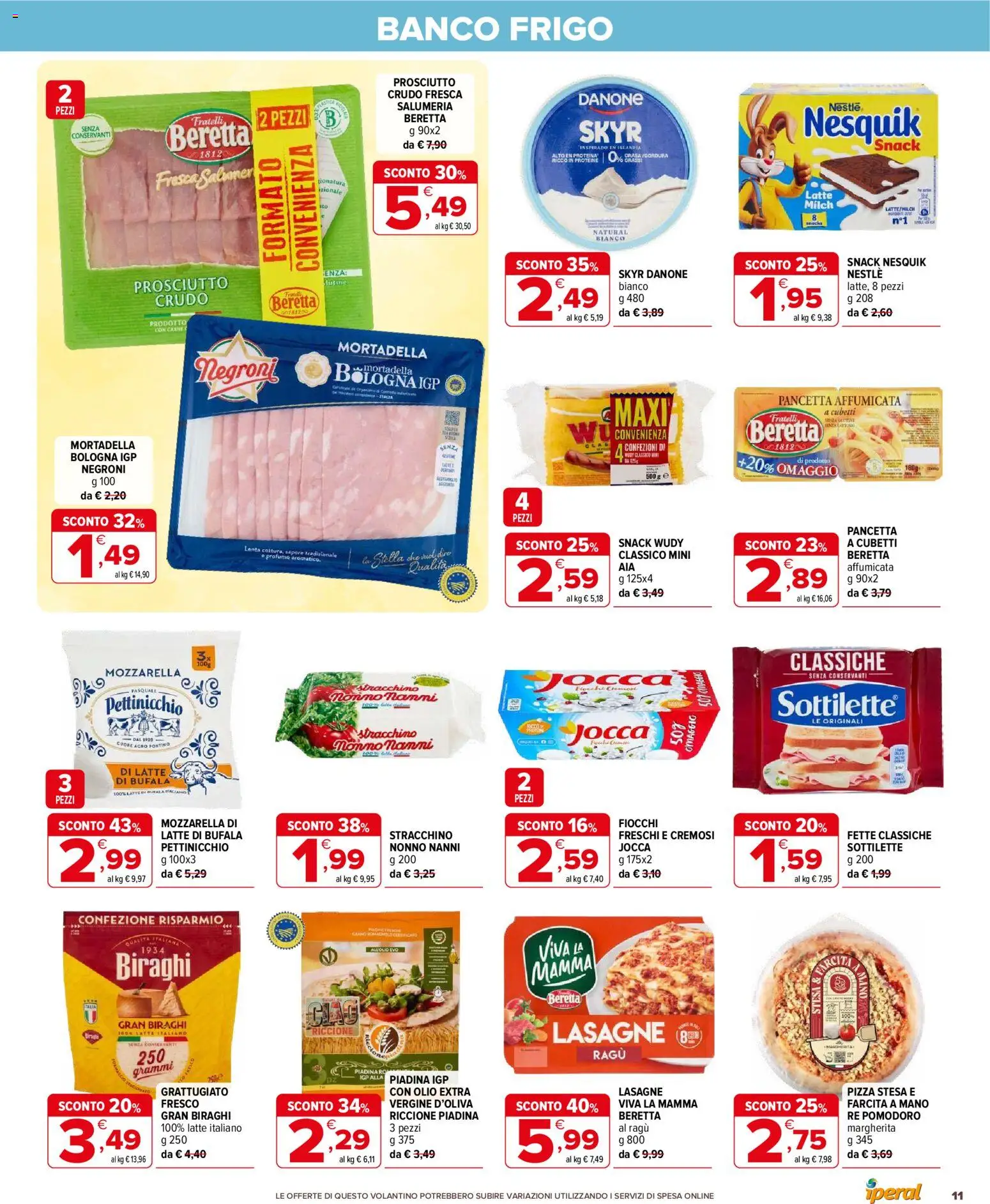 Volantino Iperal del 03/09/2026 | Pagina: 11 | Prodotti: Prosciutto Crudo, Latte, Carne, Lasagne