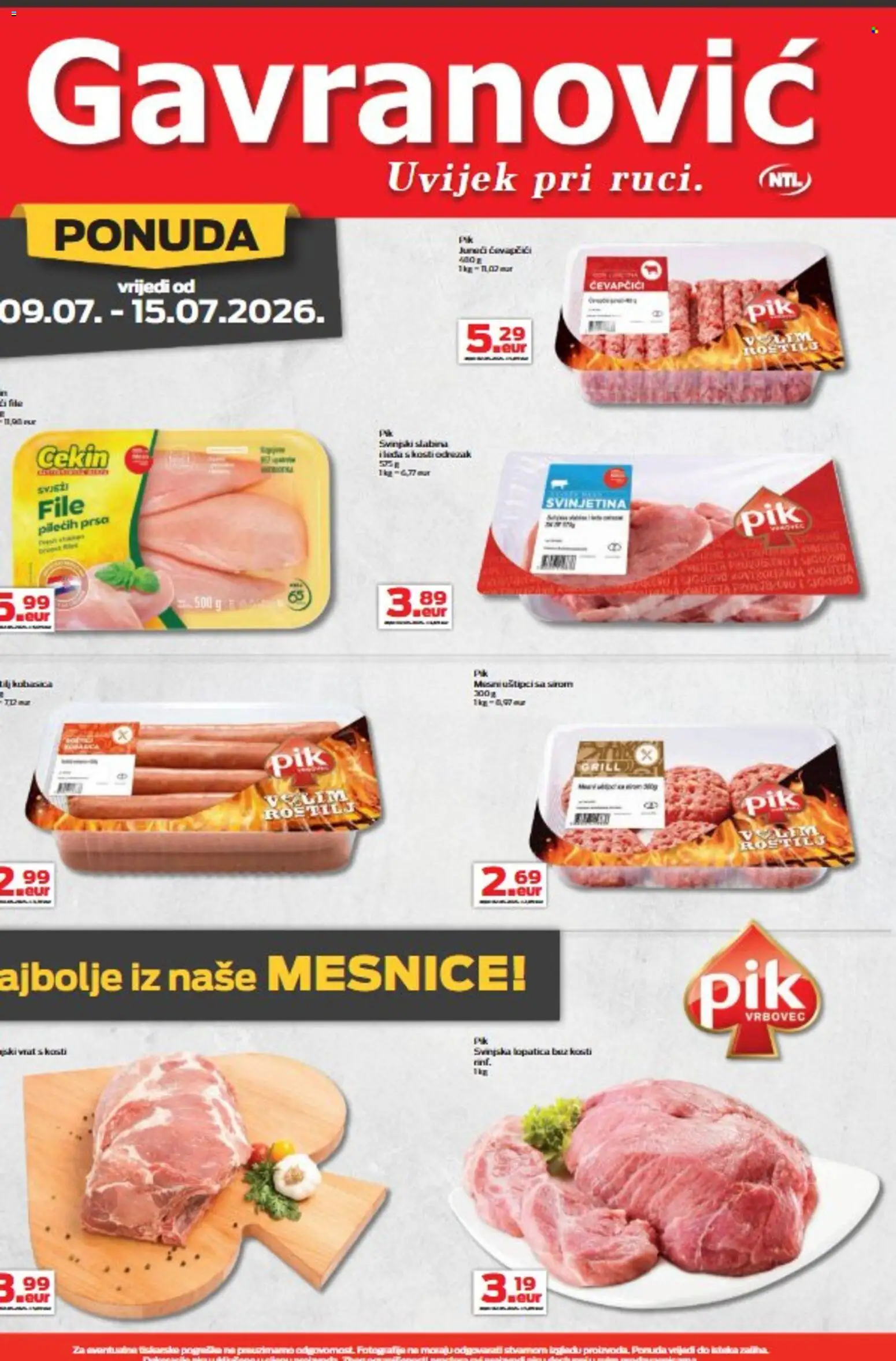 Gavranović katalog | vrijedi od 09.07.2026 | Stranica: 4 | Proizvodi: Roštilj, Svinjska lopatica, Svinjetina, Ćevapčići