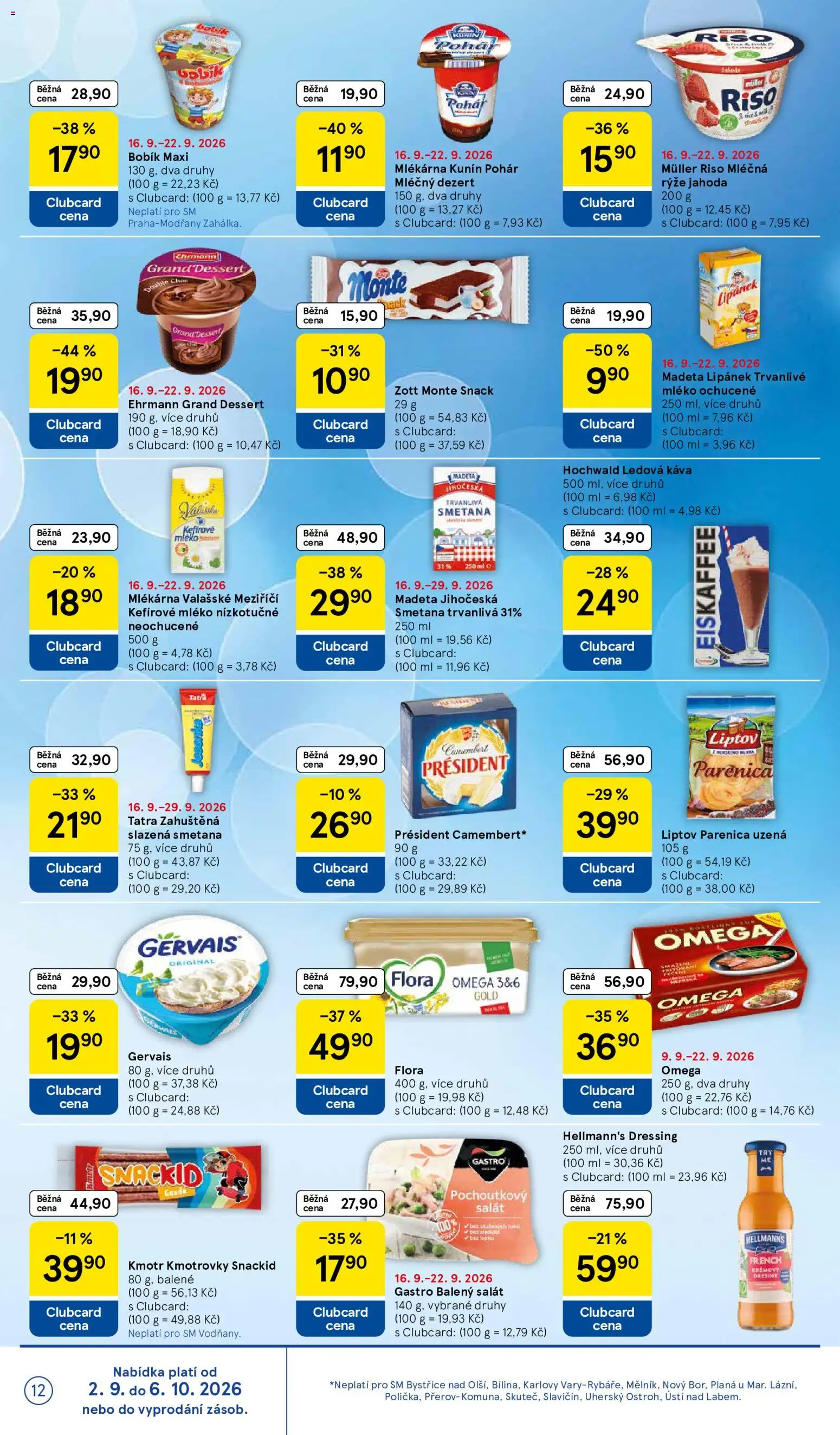 Tesco leták - Supermarket od 16.09.2026 | Strana: 12 | Produkty: Parenica, Káva, Trvanlivá smetana, Gervais