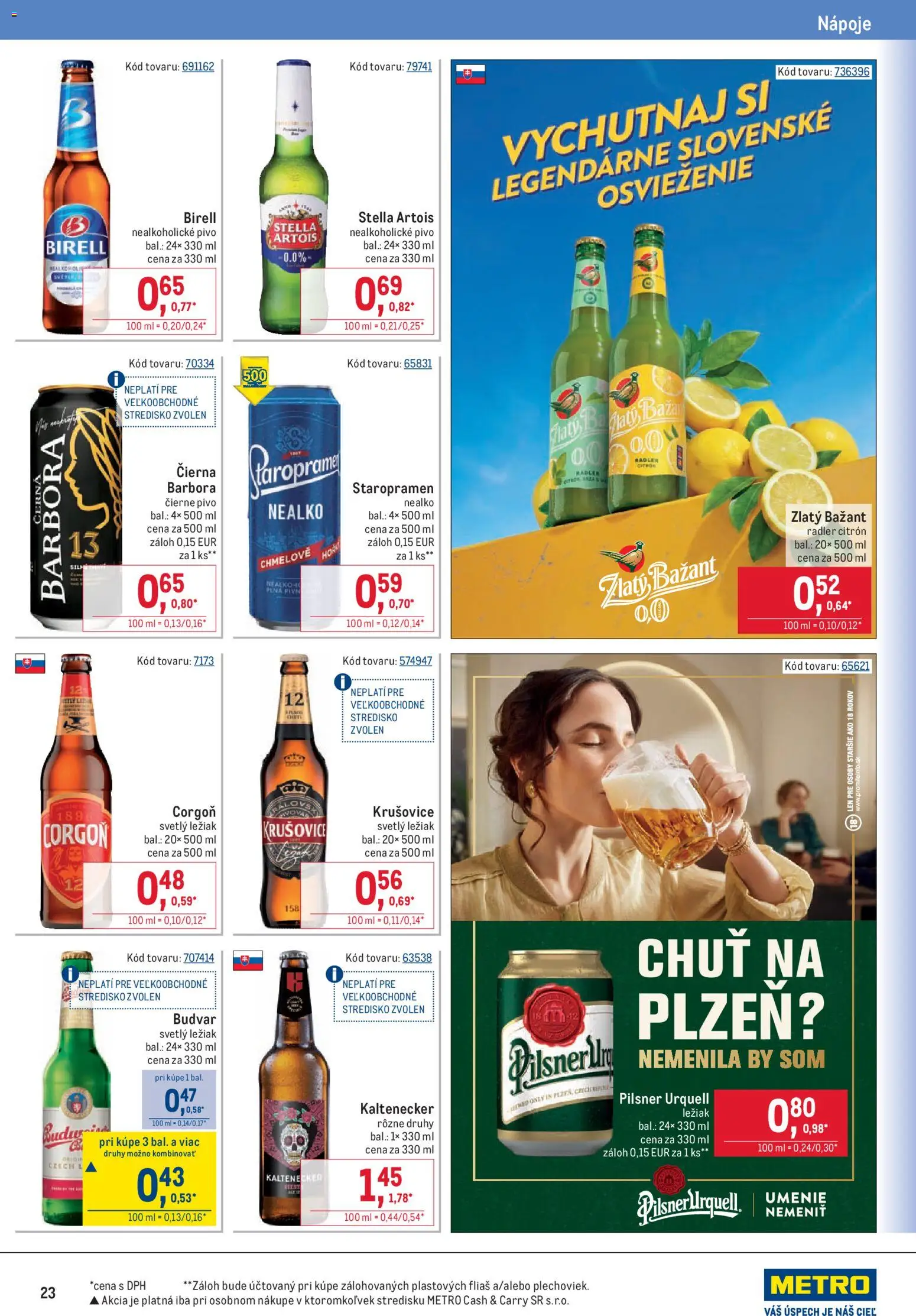 Nové Metro akcie – leták je platný od 09.09.2026 | Strana: 23 | Produkty: Pivo, Krušovice, Corgoň, Nealkoholické pivo