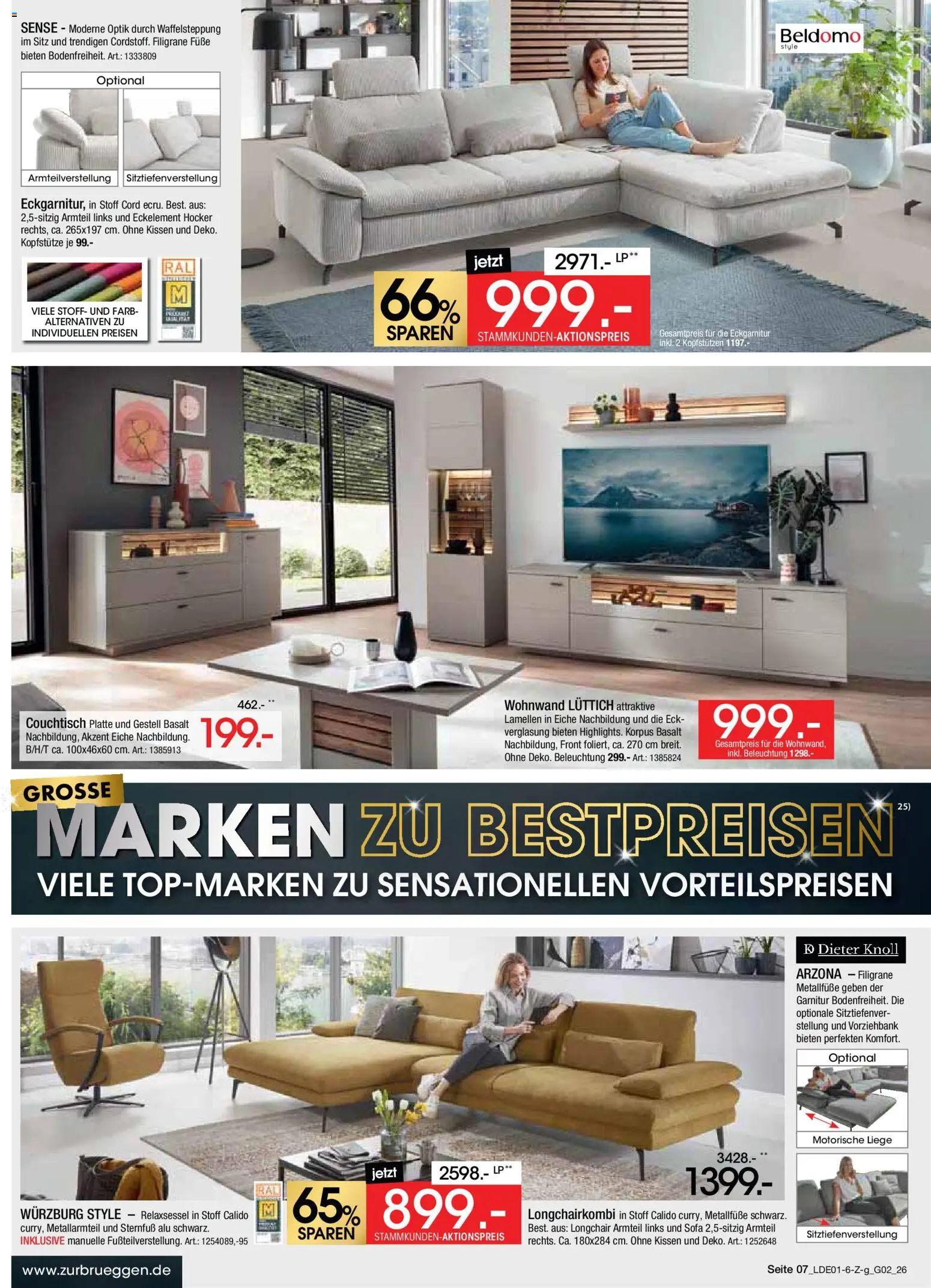 Zurbrüggen Große Marken-Sensation – gültig ab 31.01.2026 | Seite: 7 | Produkte: Hocker, Kissen, Couchtisch, Liege