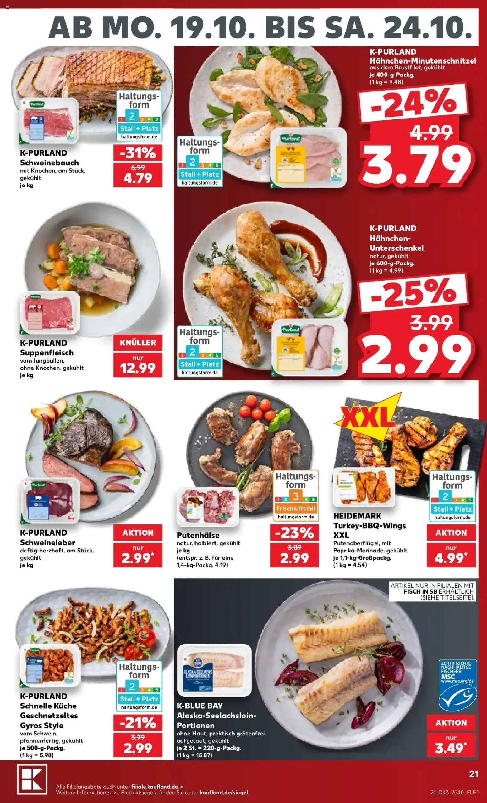 Prospekt Kaufland ab 19.10.2026 » Angebote Online zum Blättern | Seite: 25 | Produkte: Hahnchen, Schweinebauch, Küche, Suppenfleisch