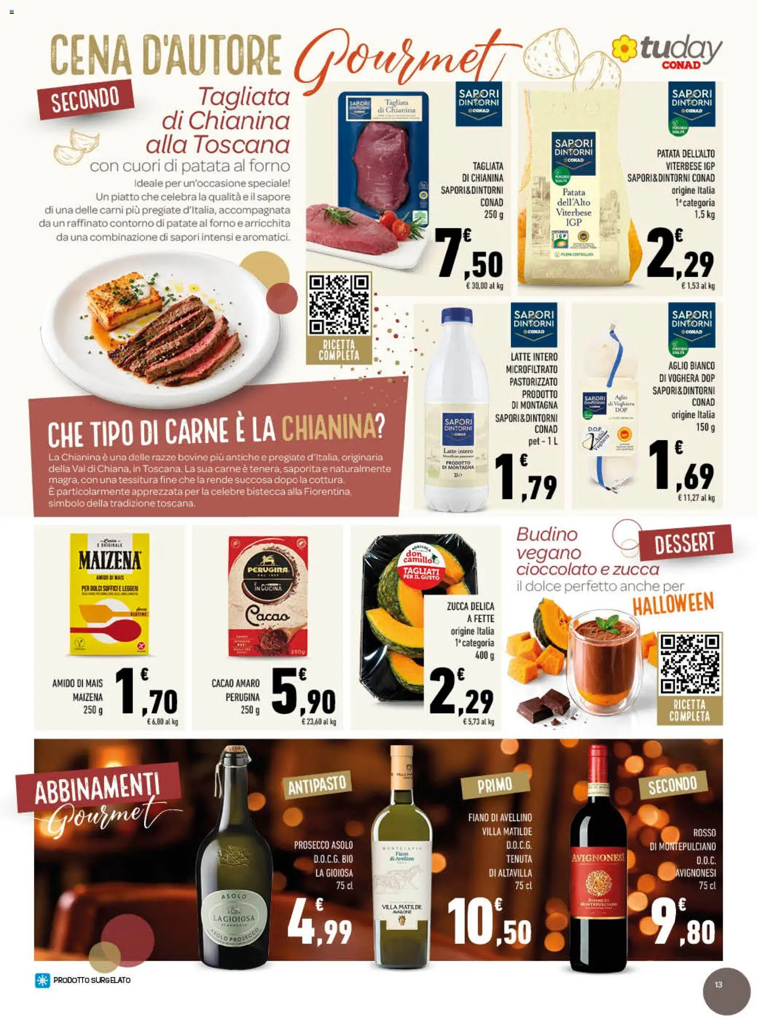 Volantino Conad del 21/10/2026 | Pagina: 13 | Prodotti: Prosecco, Zucca, Mais, Piatto