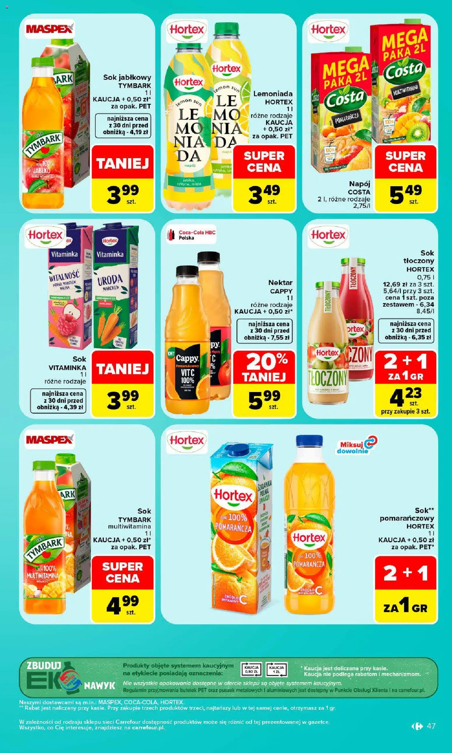 Carrefour gazetka od 19.10.2026 | Strona: 47 | Produkty: Szklanka, Malina, Tymbark, Mięta