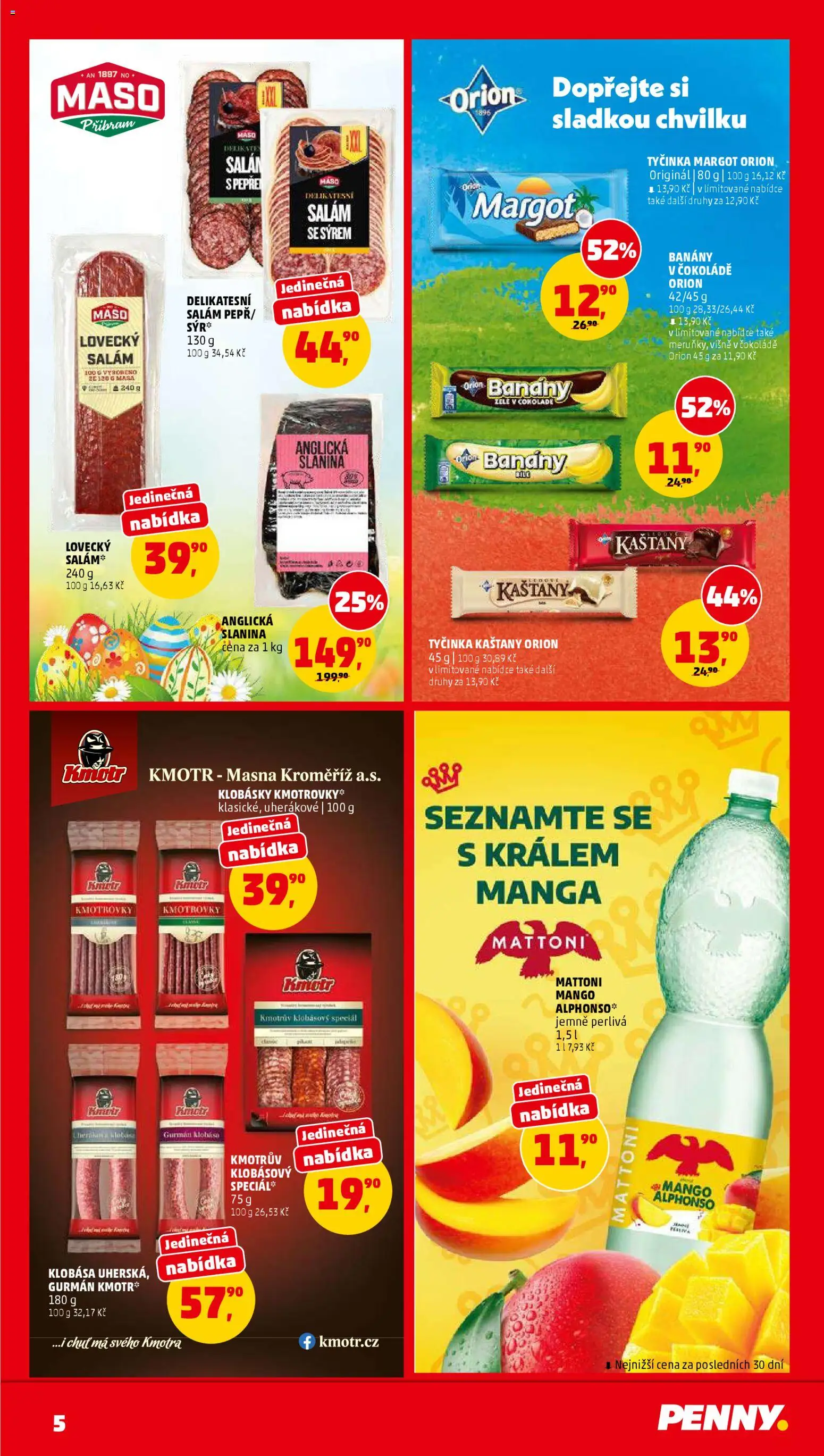 Penny Market leták od 18.03.2026 | Strana: 5 | Produkty: Banány, Klobása, Anglická slanina, Maso