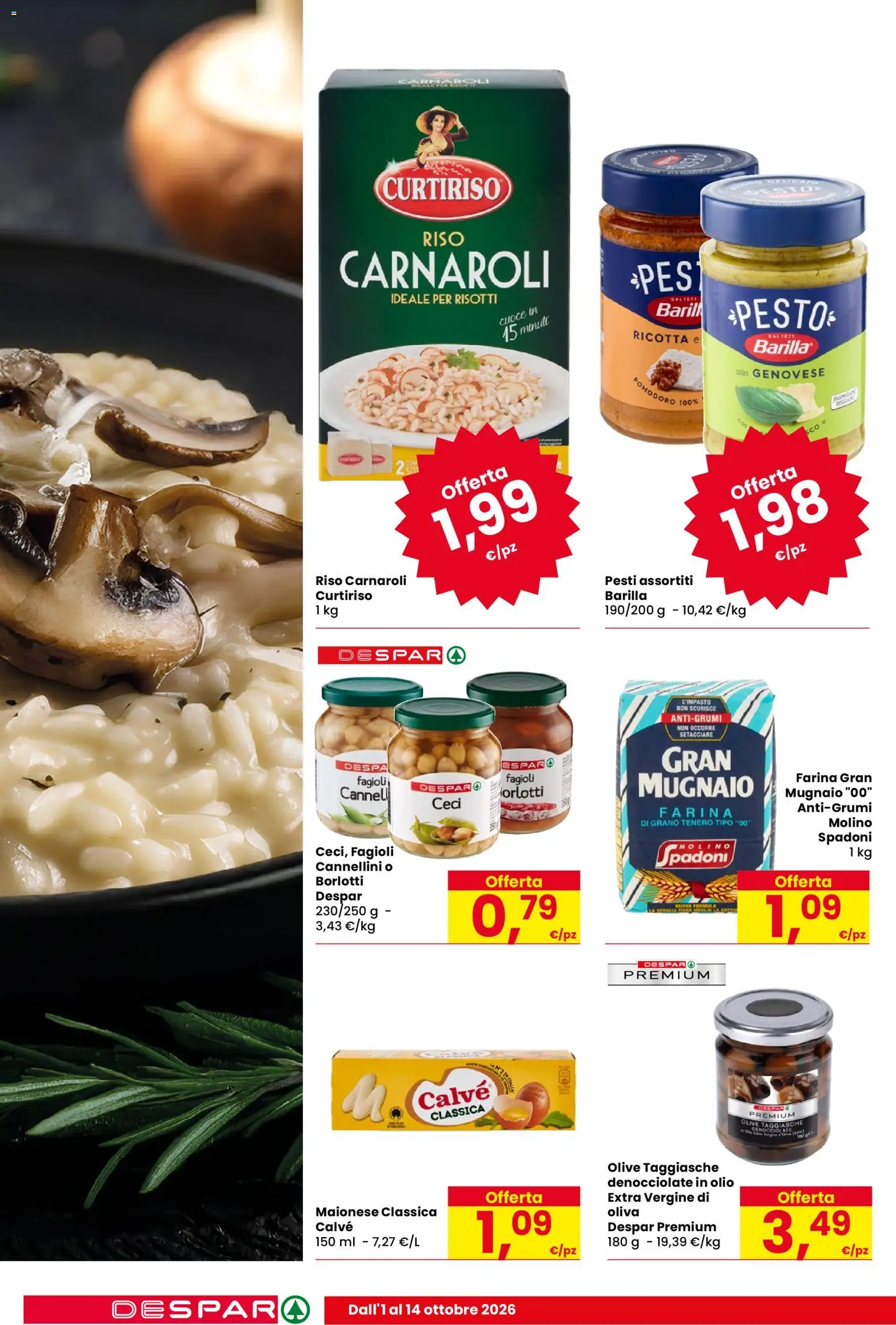 Volantino Despar del 01/10/2026 | Pagina: 16 | Prodotti: Riso, Pesto, Olio extra vergine, Ricotta