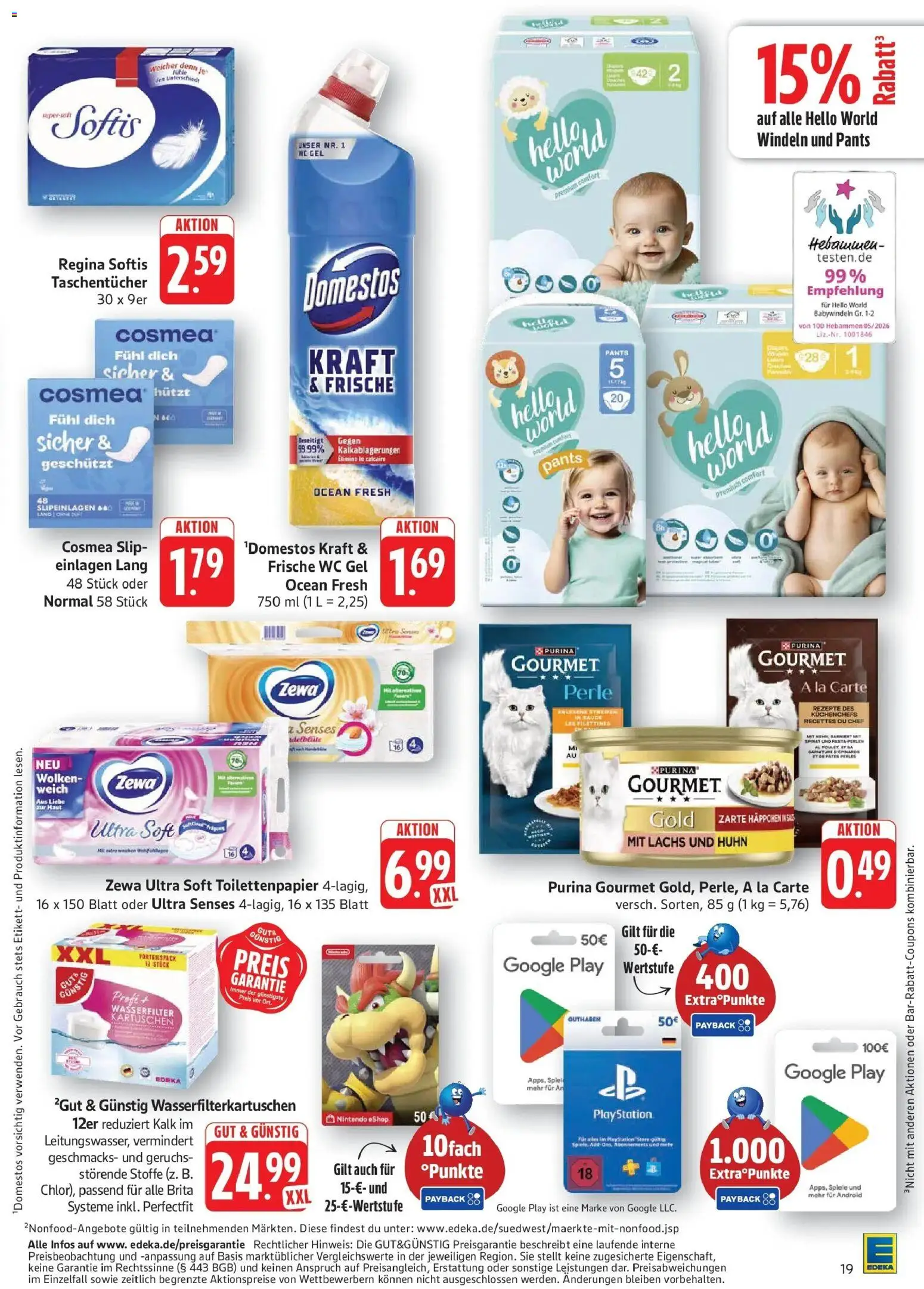 Edeka Prospekt Geislingen (ab 21.09.2026) » Angebote Online | Seite: 19 | Produkte: Taschentücher, Zewa, Slip, Toilettenpapier
