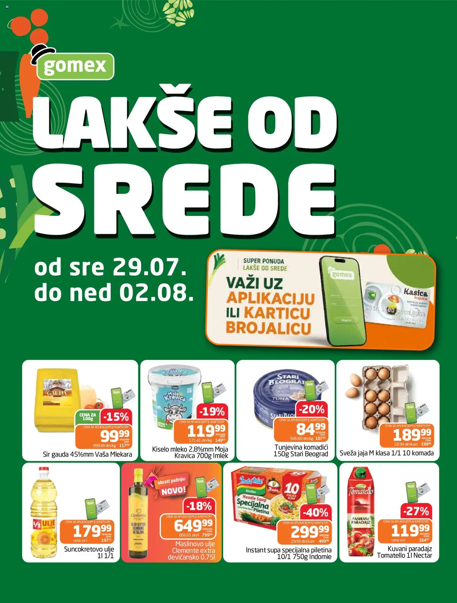 Gomex katalog - važi od 29.07.2026 | Strana: 1 | Proizvode: Mleko, Sir, Ulje, Paradajz