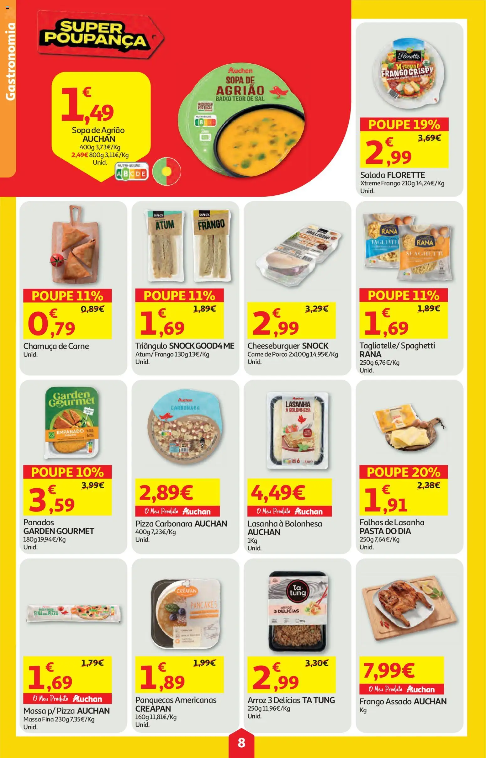 Auchan folheto │ válido de 16.04.2026 | Página: 8 | Produtos: Frango, Sal, Carne de porco, Arroz