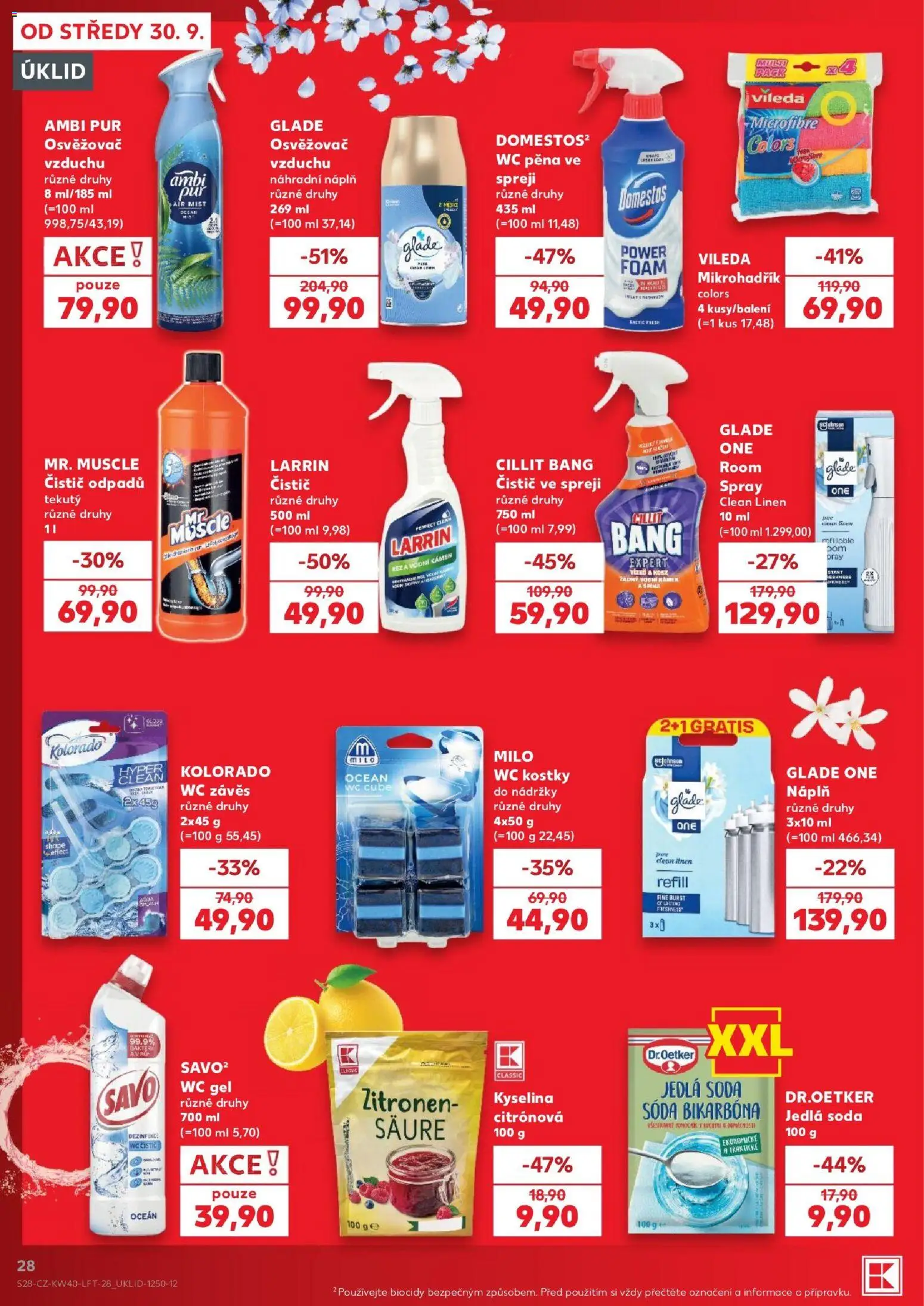 Kaufland leták - Plzeň Bory od 30.09.2026 | Strana: 28 | Produkty: Závěs, Kyselina citronová, Osvěžovač vzduchu, Kostky
