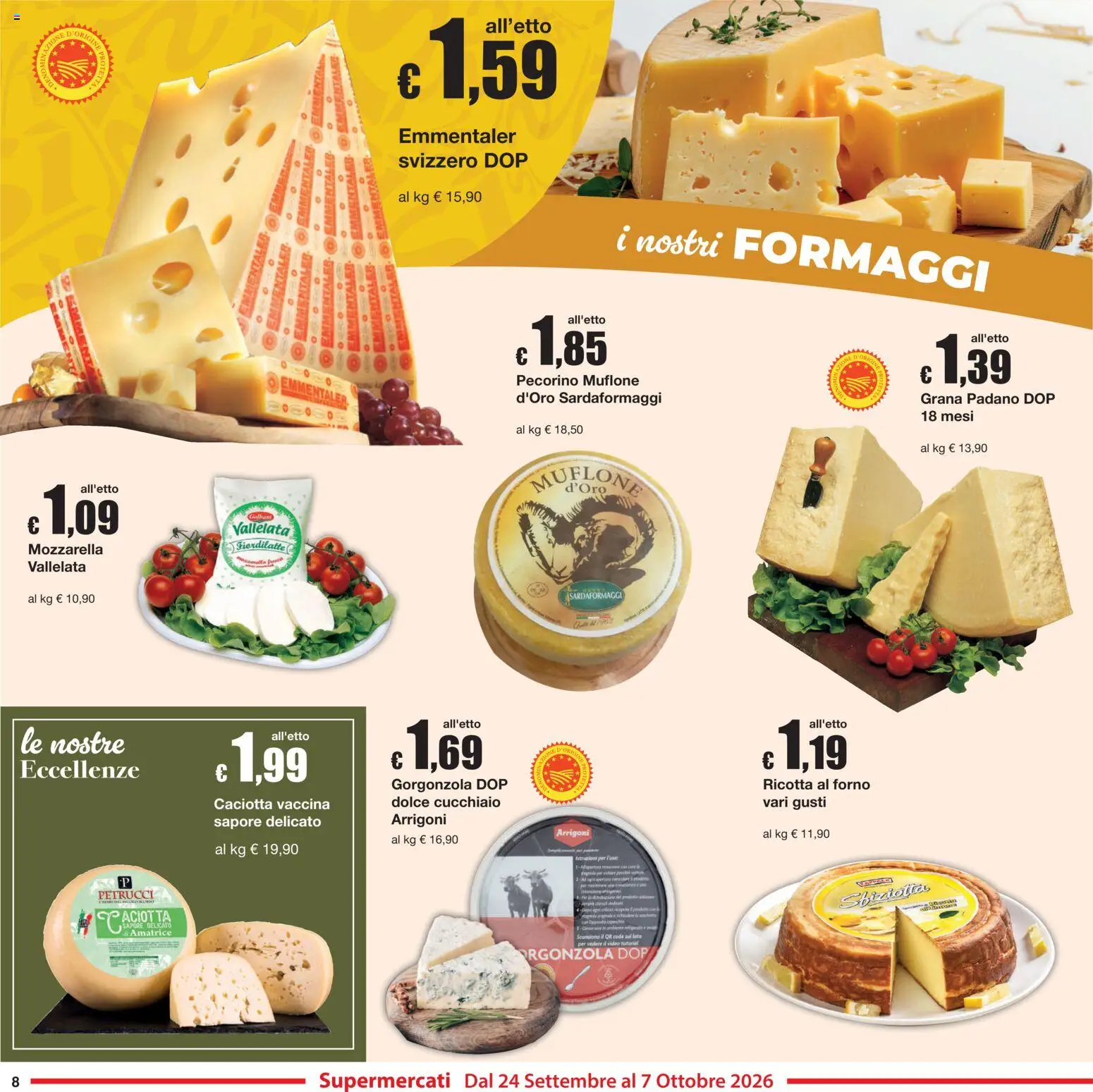 Volantino Sì con Te del 24/09/2026 | Pagina: 8 | Prodotti: Grana Padano, Video, Forno, Gorgonzola