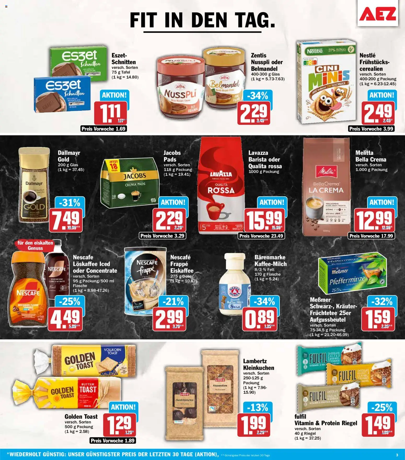 AEZ Prospekt – gültig ab 14.09.2026 | Seite: 3 | Produkte: Melitta, Lavazza, Nescafe, Butter
