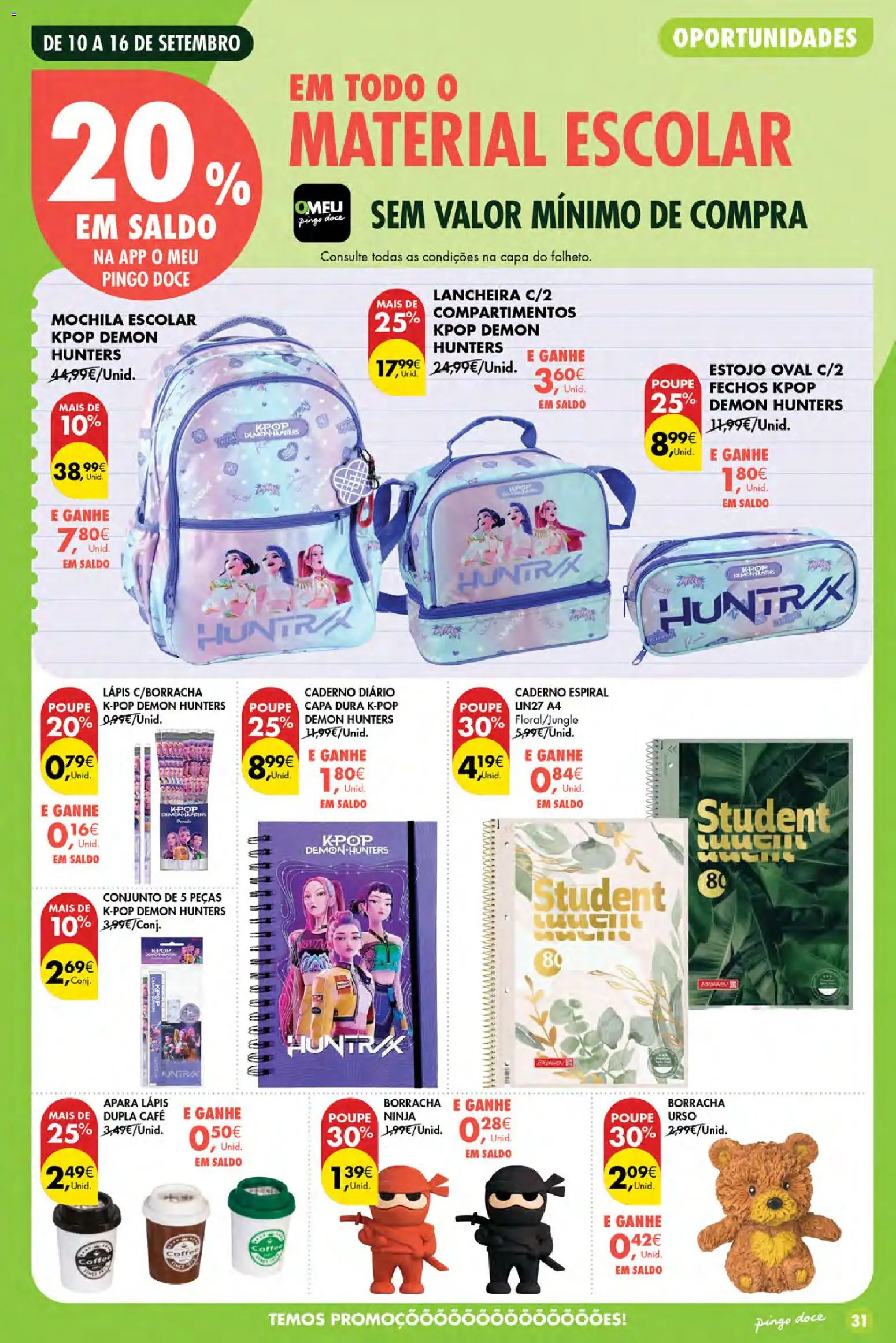 Pingo Doce Poupe Esta Semana Açores │ válido de 10/09/2026 | Página: 31 | Produtos: Mochila, Caderno, Café
