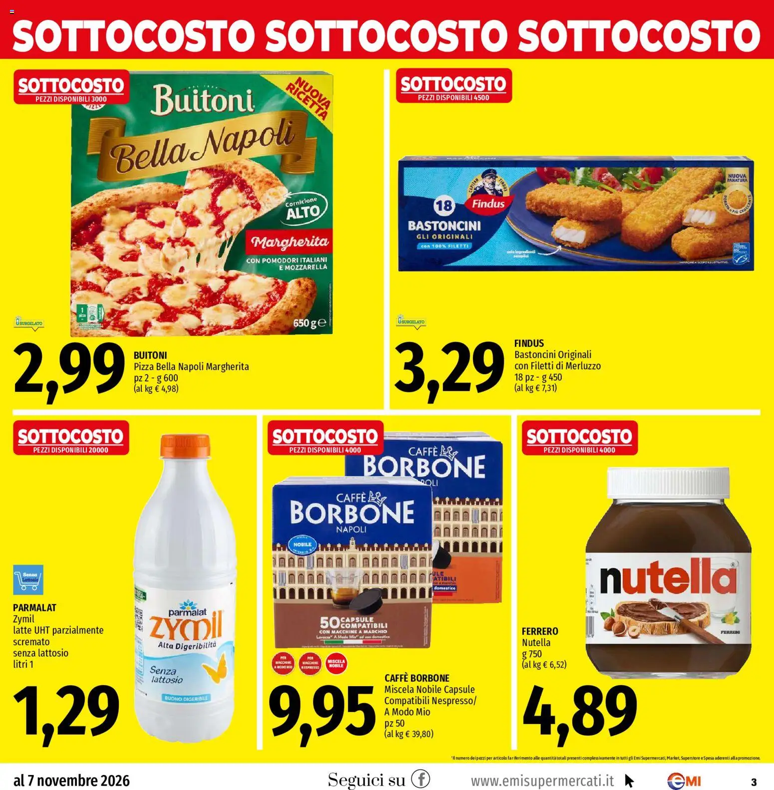Volantino EMI del 29/10/2026 | Pagina: 3 | Prodotti: Caffè, Mozzarella, Latte, Borbone