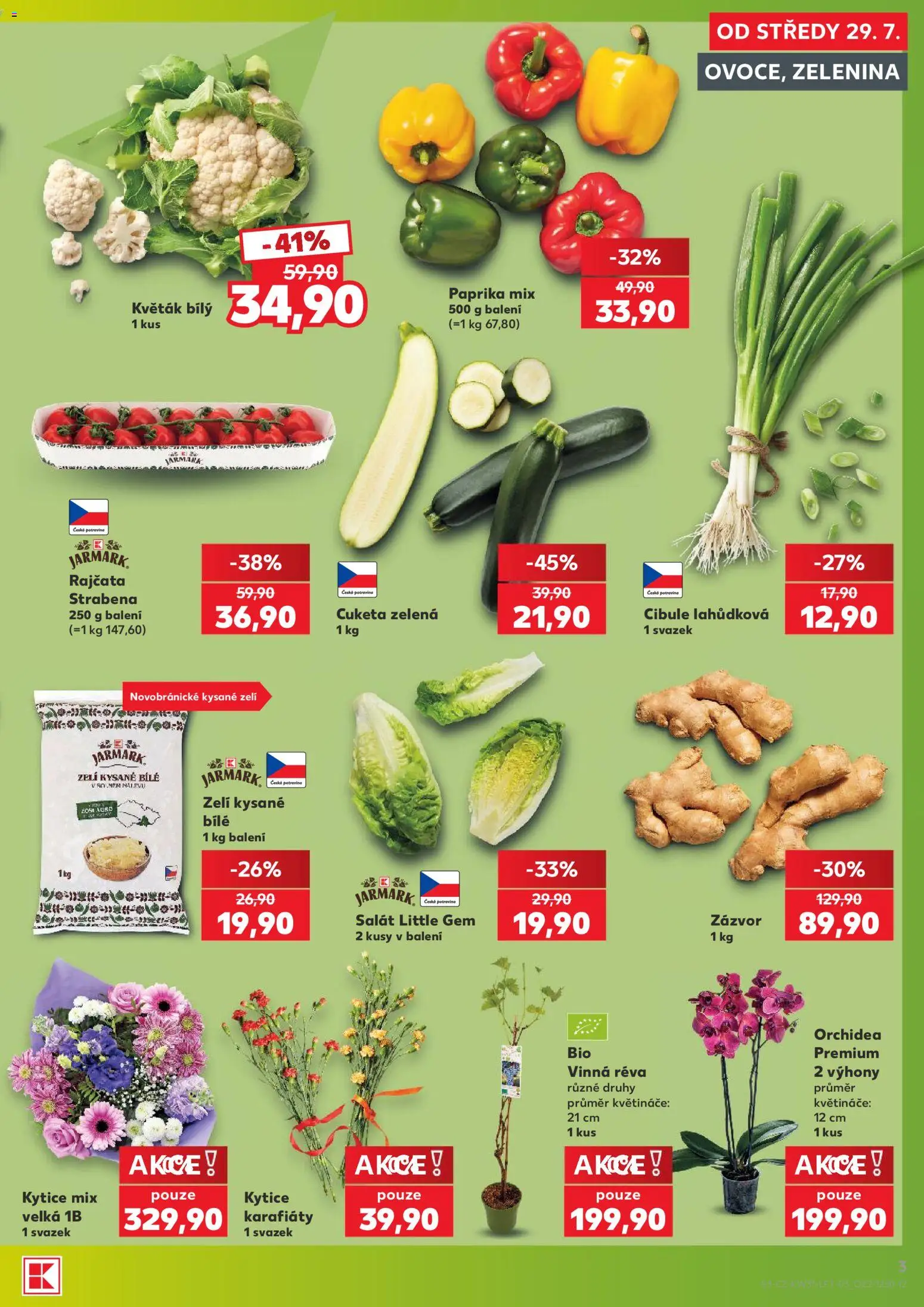 Kaufland leták - Plzeň Bory od 29.07.2026 | Strana: 3 | Produkty: Květináče, Rajčata, Zelenina, Zázvor